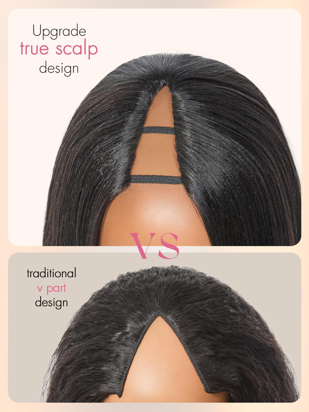HAIR Headband Wig Human Hair Kinky Straight Drawstring Half Wig for Black Women 100% Real Human Hair Glueless None Lace Wigs Brazilian Virgin Hair Machine Made Wig 200 Density Natural Color