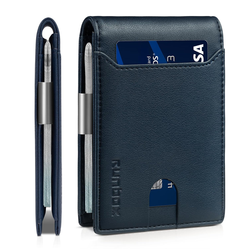 Slim Wallets for Men - Leather Money Clip Mens Wallet - RFID Blocking Front Pocket Bifold Wallet - Thin Credit Card Holder with Gift Box