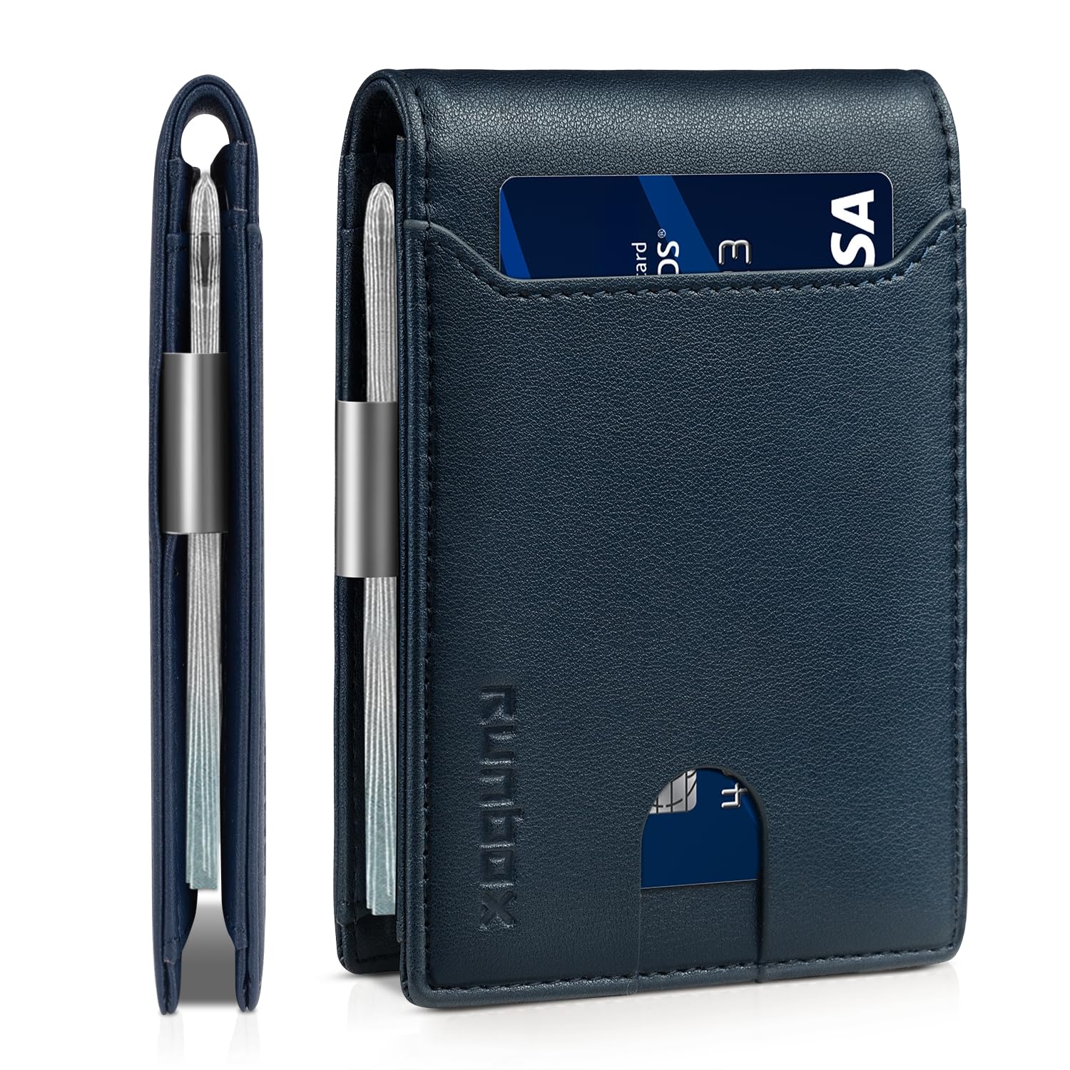 Slim Wallets for Men - Leather Money Clip Mens Wallet - RFID Blocking Front Pocket Bifold Wallet - Thin Credit Card Holder with Gift Box