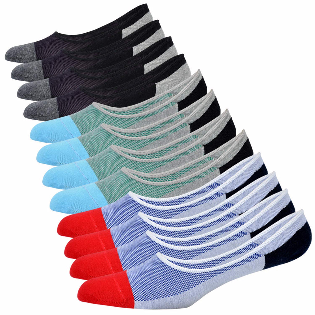 Genuine Mens No Show Socks, Loafer Sneakers Low Cut Cotton Socks With Non Slip Grips