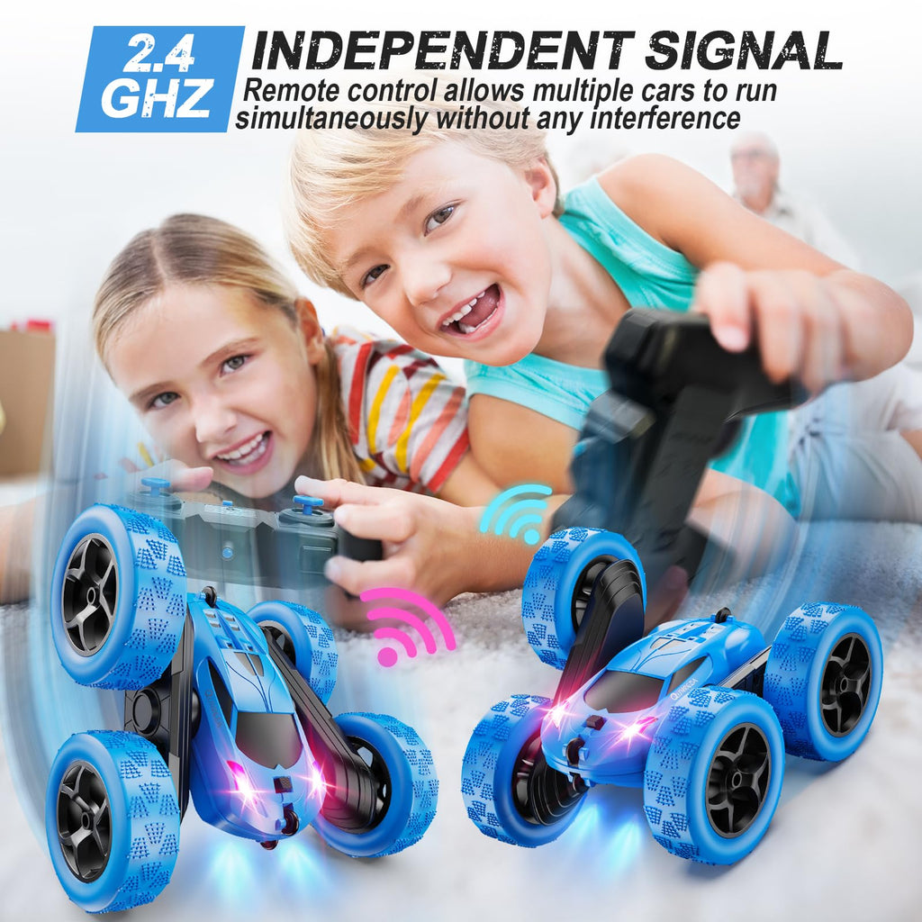 QUNREDA RC Cars, Pink Remote Control Car for Girls, 2.4 GHZ Double Sided RC Stunt Car 360° Rotating Remote Control Crawler with Headlights Car Toys for 6 7 8 9 10 11 12 Girls Birthday Gift Grandkids