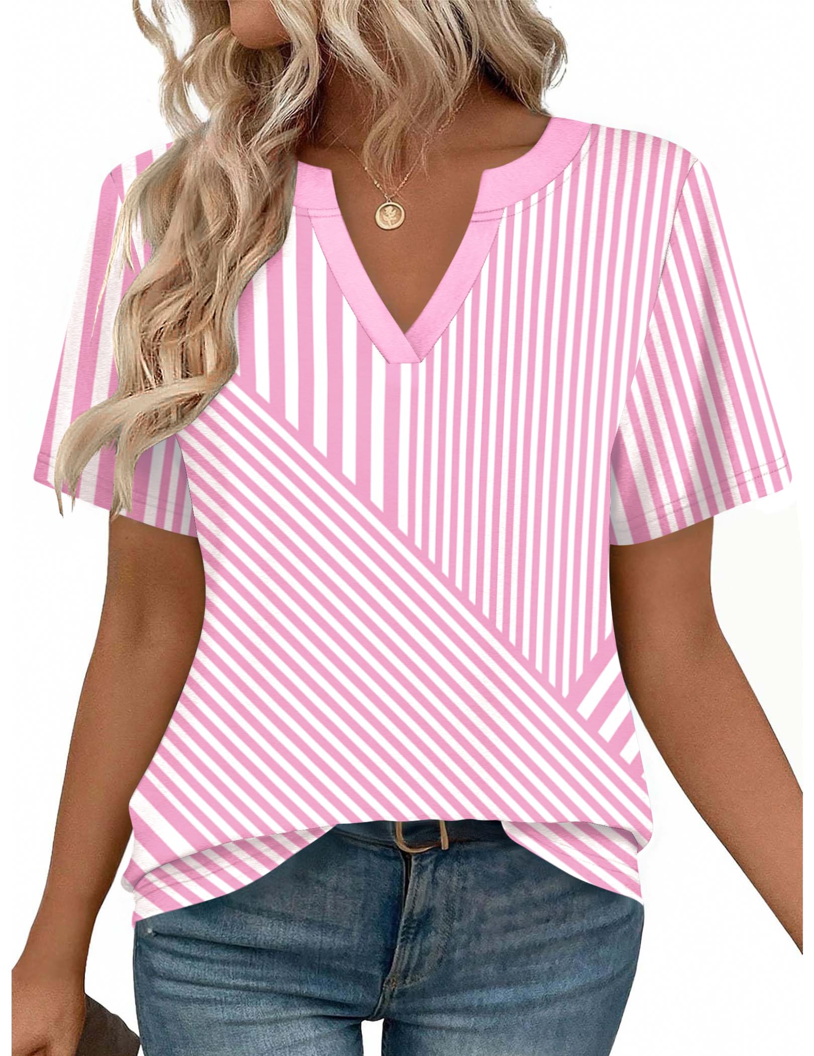 Zeagoo Womens Tops Short Sleeve V Neck Tee Shirts Cute Dressy Casual Clothing Business Work Blouse