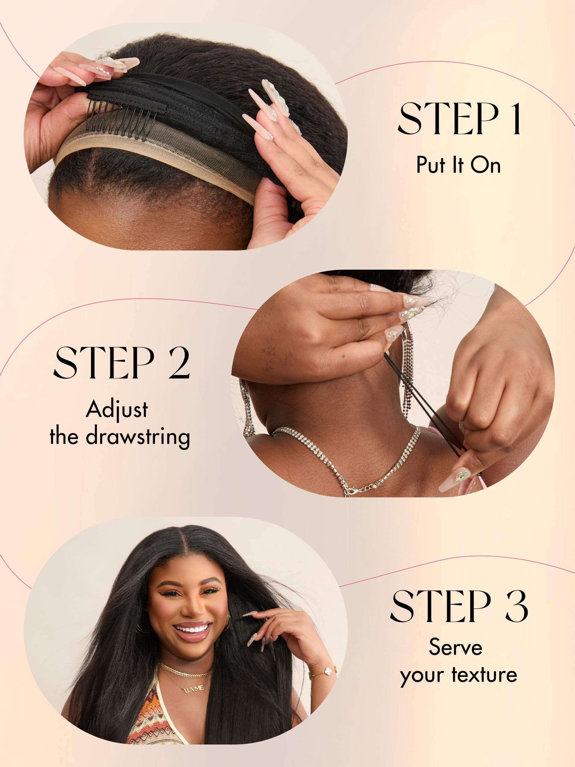 Half Wig Kinky Curly Flexi-Fit Invisi 3 in 1 Wigs Flip Drawstring Wig 200% Density Glueless Wigs 100% Human Hair Natural Black Ready to Go Headband Wig for Women 18 Inches