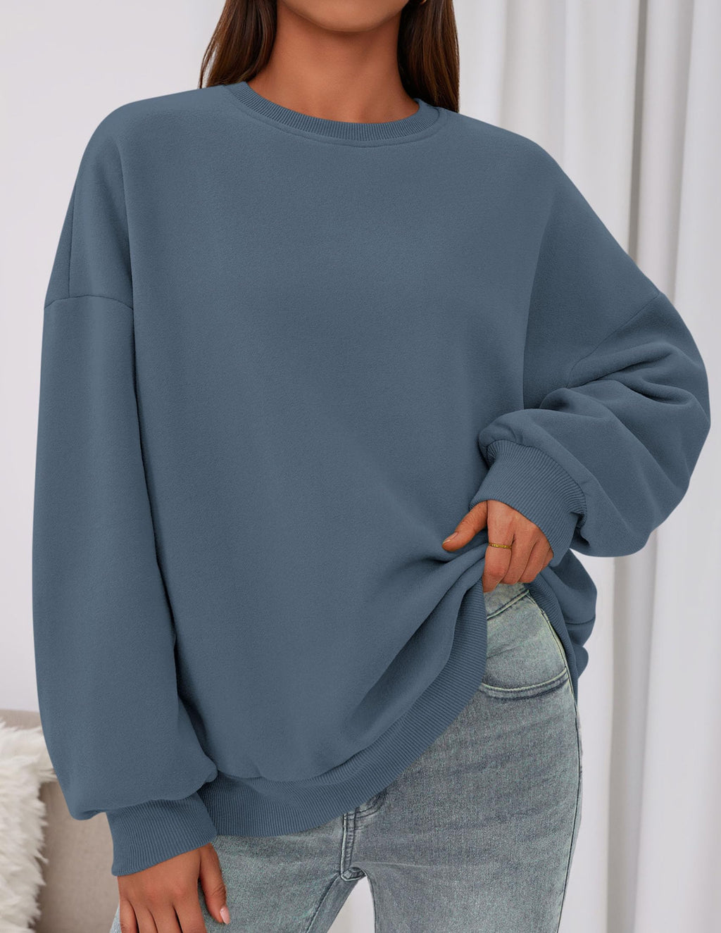 Sweatshirt for Women Oversized Crewneck Long Sleeve Pullover Fleece Top 2026 Fall Winter Fashion Outfits Clothes
