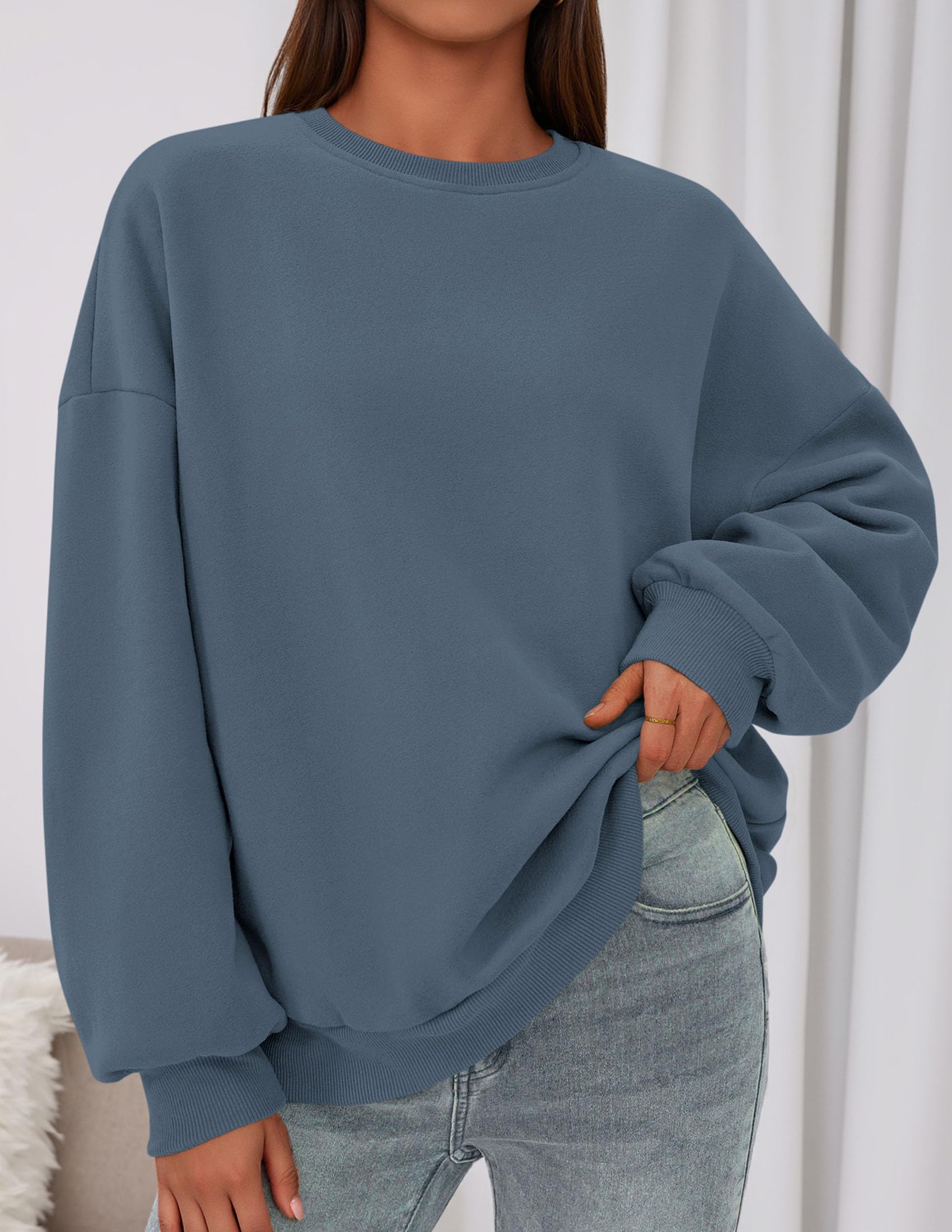 Sweatshirt for Women Oversized Crewneck Long Sleeve Pullover Fleece Top 2026 Fall Winter Fashion Outfits Clothes