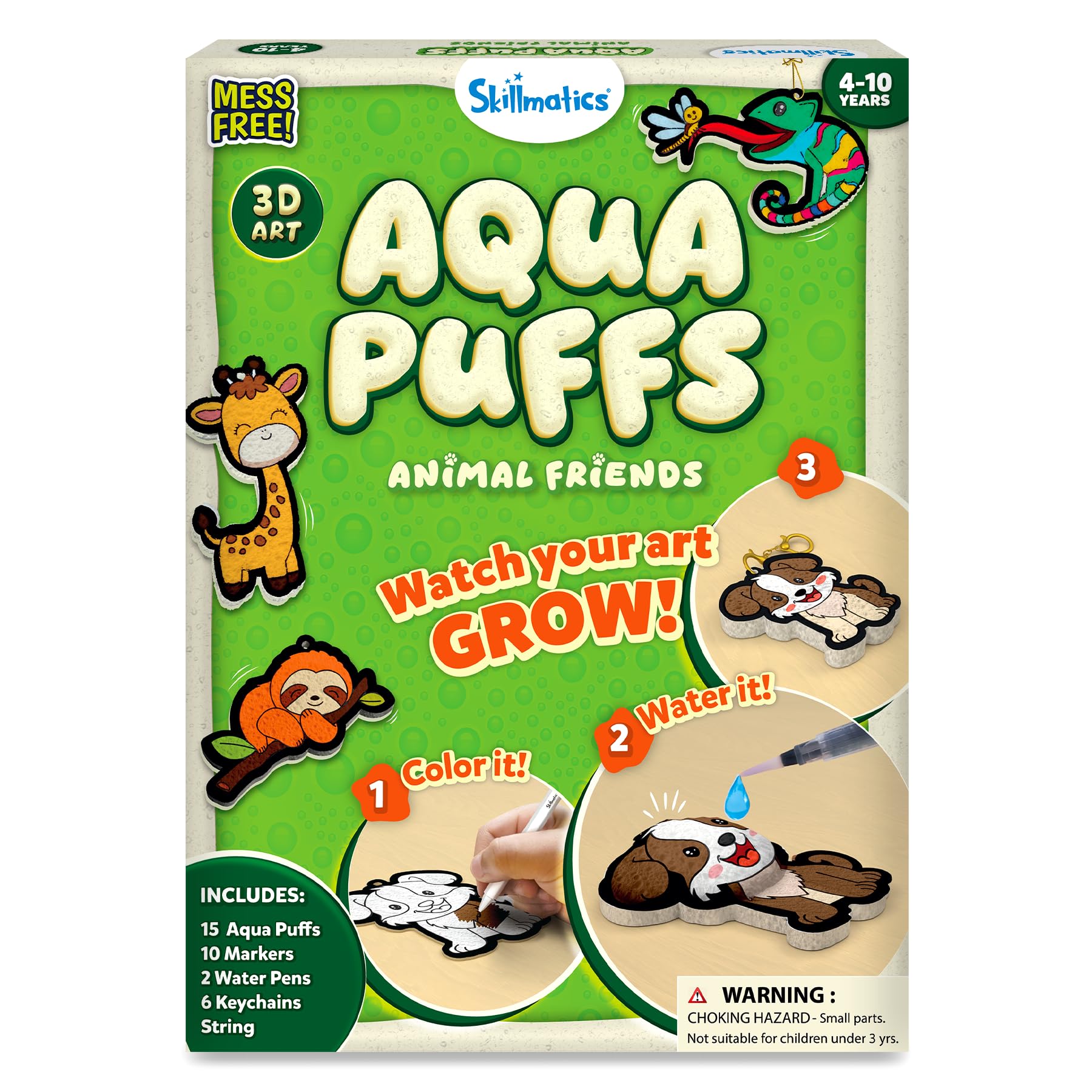 Skillmatics Aqua Puffs - 3D Art Kit, Princesses & Unicorns, Mess-Free Paint by Number Craft, DIY Color & Inflate Activity, Creative Gift for Girls & Boys Ages 4, 5, 6, 7, 8, 9, 10