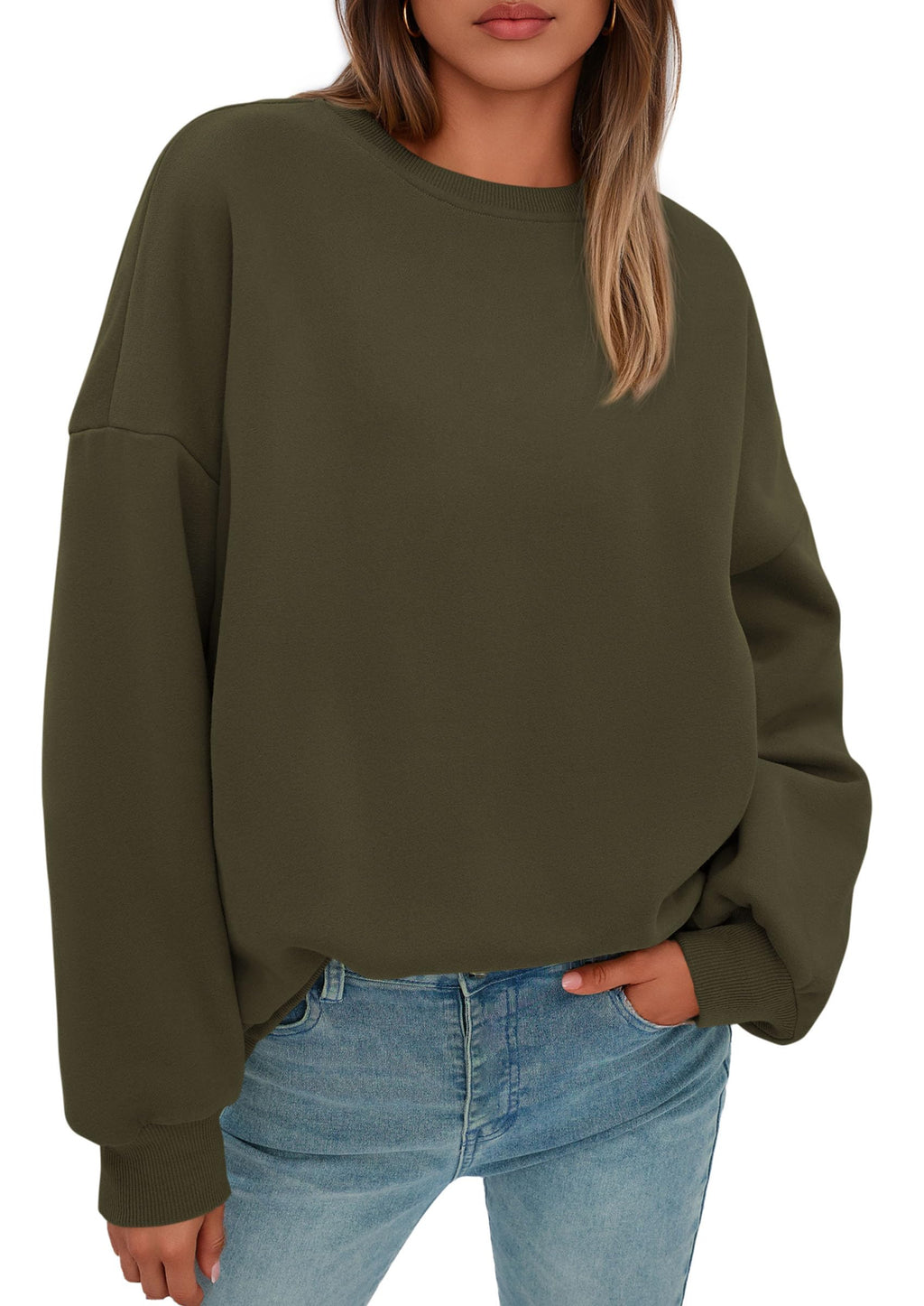 Sweatshirt for Women Oversized Crewneck Long Sleeve Pullover Fleece Top 2026 Fall Winter Fashion Outfits Clothes