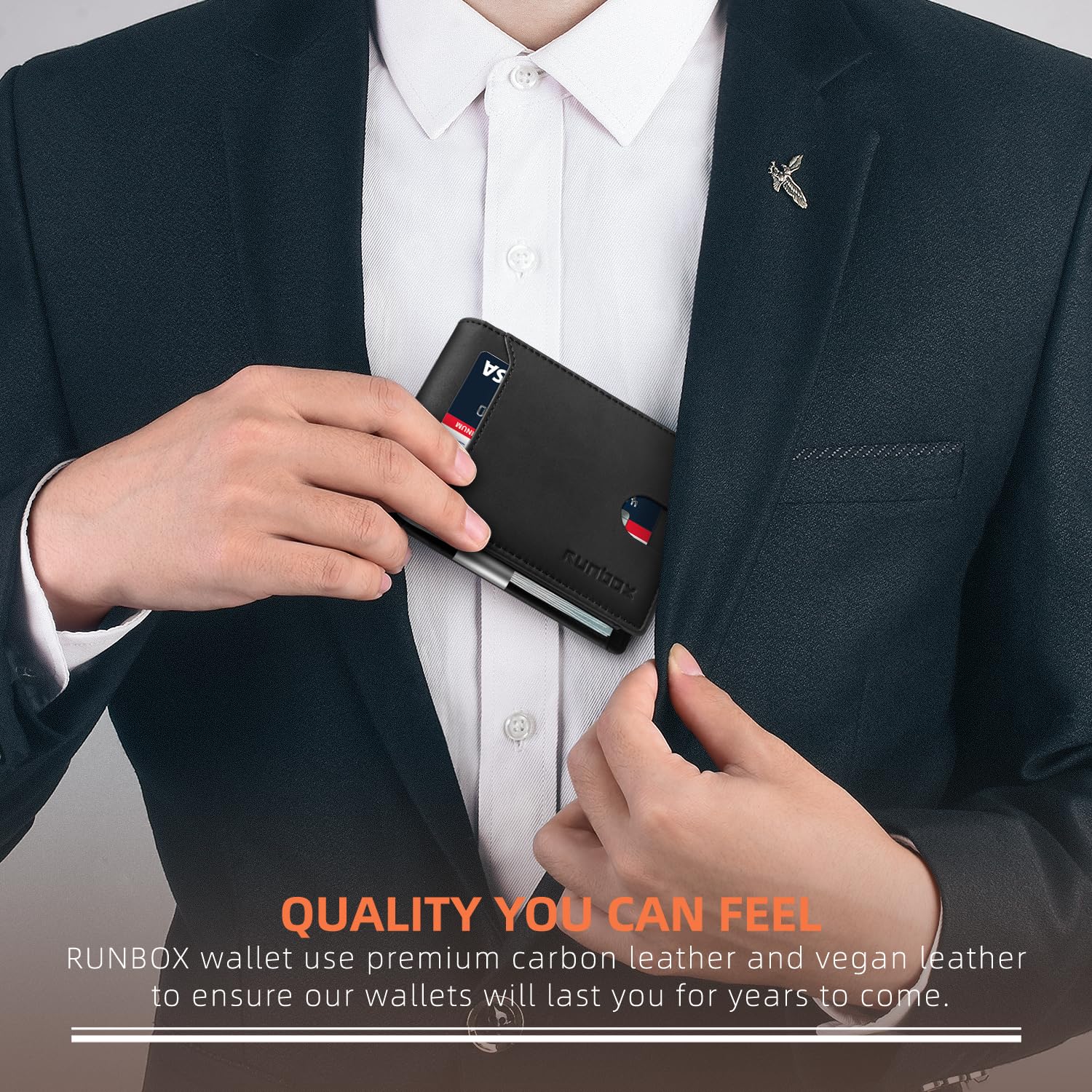 Slim Wallets for Men - Leather Money Clip Mens Wallet - RFID Blocking Front Pocket Bifold Wallet - Thin Credit Card Holder with Gift Box