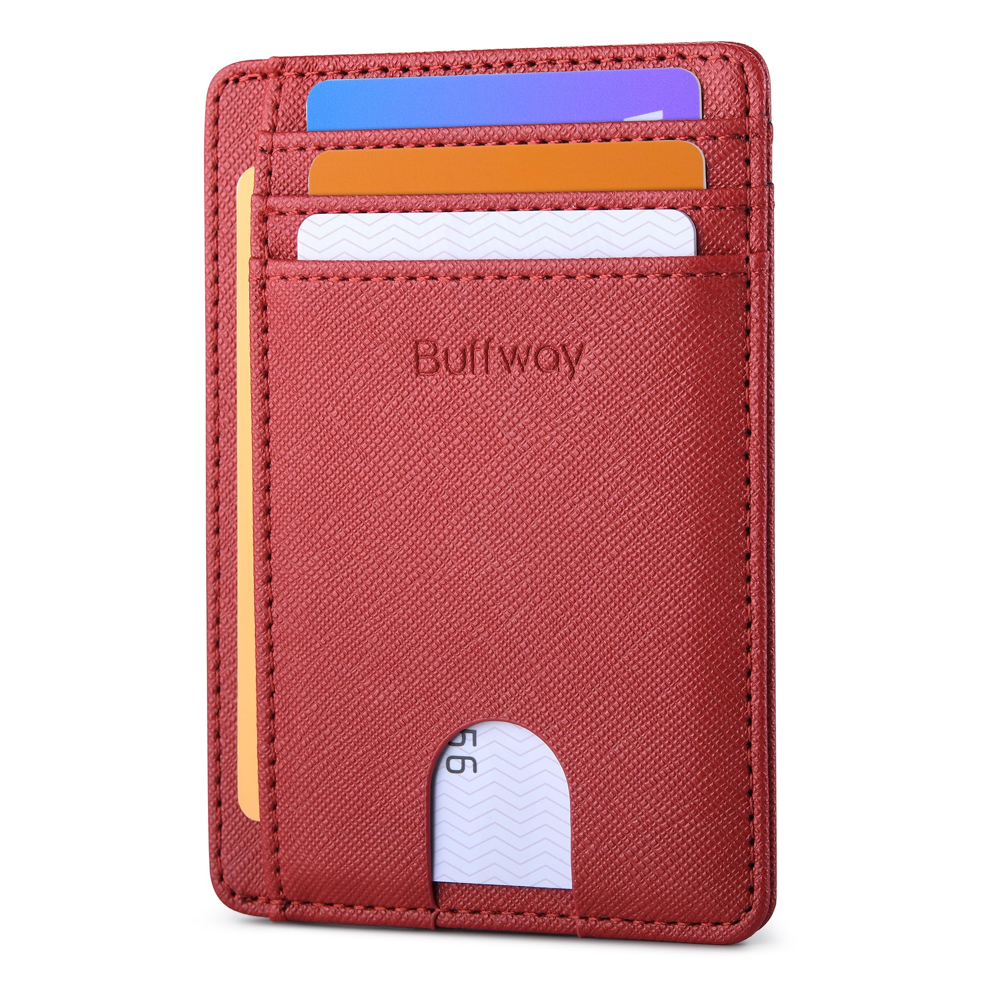 Slim Minimalist Front Pocket RFID Blocking Leather Wallets for Men and Women - Carbon Fiber Black