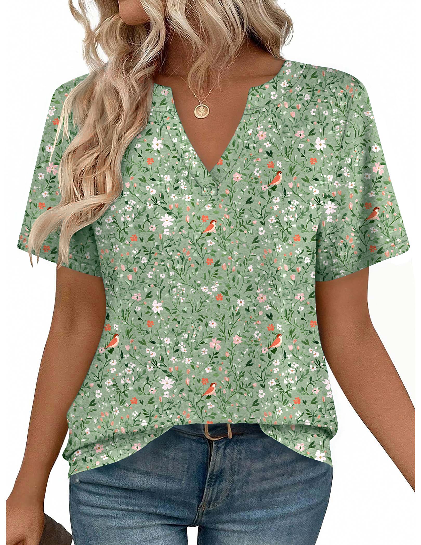 Zeagoo Womens Tops Short Sleeve V Neck Tee Shirts Cute Dressy Casual Clothing Business Work Blouse