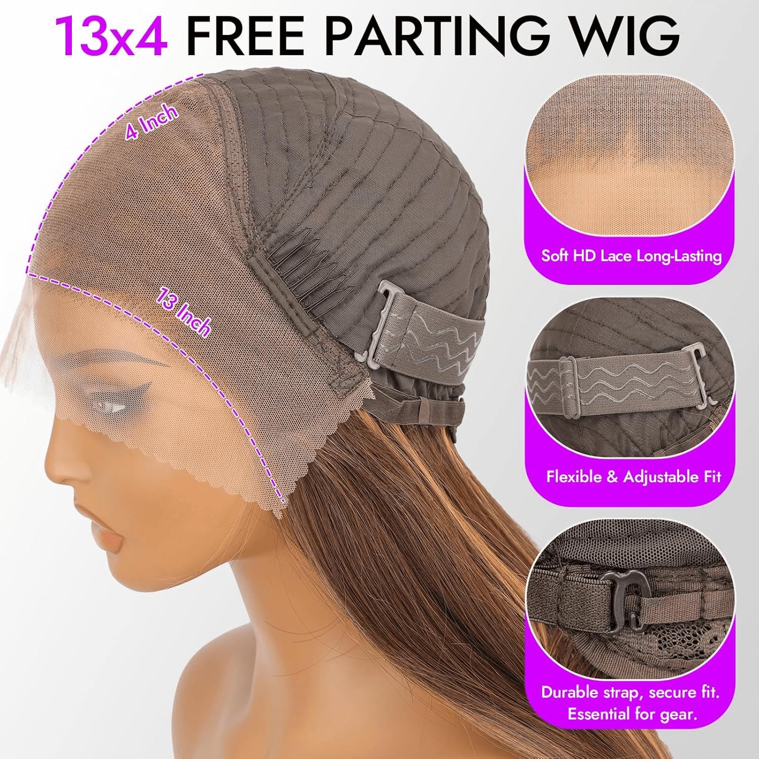 13x4 HD Lace Front Glueless Wigs for Women Black Long Layered Wave Wig Natural Hairline Heat Resistant Synthetic for Daily Use Beginner Friendly 26 Inch