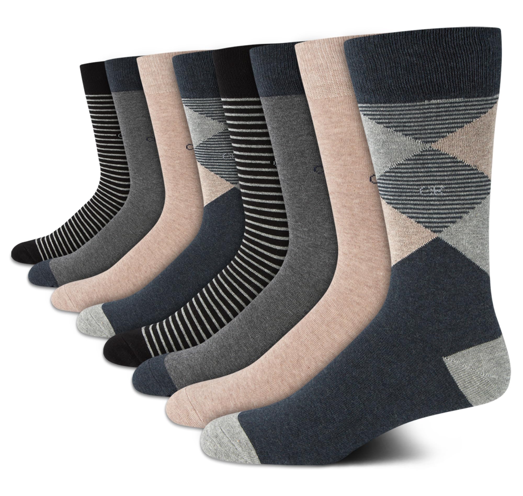 Mens Dress Socks - 8 Pack Breathable Cotton Blend Work Crew Socks for Men for Casual Business & Formal Wear