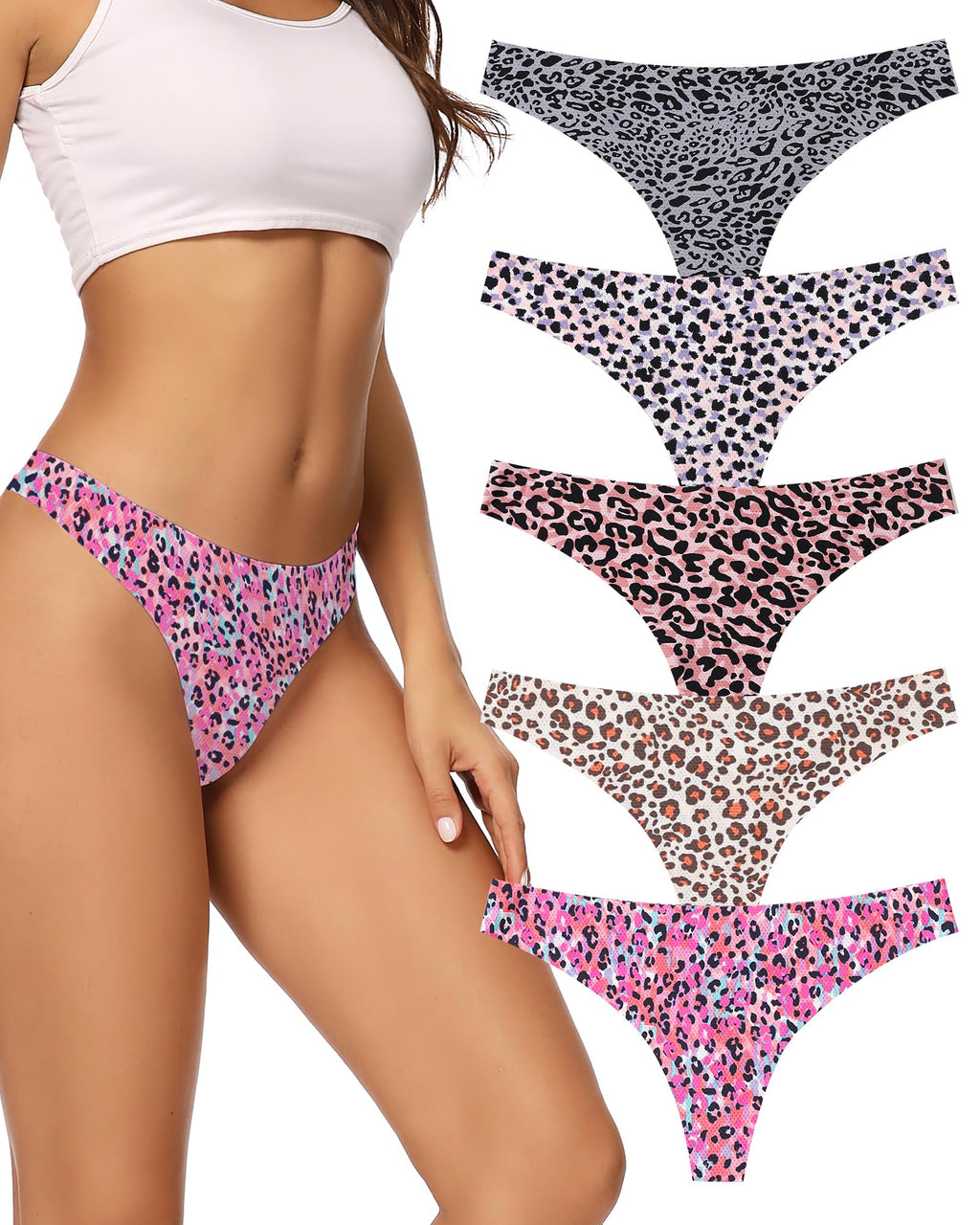 Seamless Women Underwear Thongs,No Show Ladies Workout Thong,5 Pack | Invisible Breathable Comfortable Mesh Panties,No Seam Soft Low Rise Cut Athletic Undies for Sports Gym Running Exercise Work