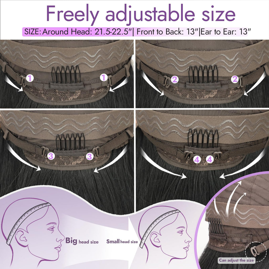 13x4 HD Lace Front Glueless Wigs for Women Black Long Layered Wave Wig Natural Hairline Heat Resistant Synthetic for Daily Use Beginner Friendly 26 Inch