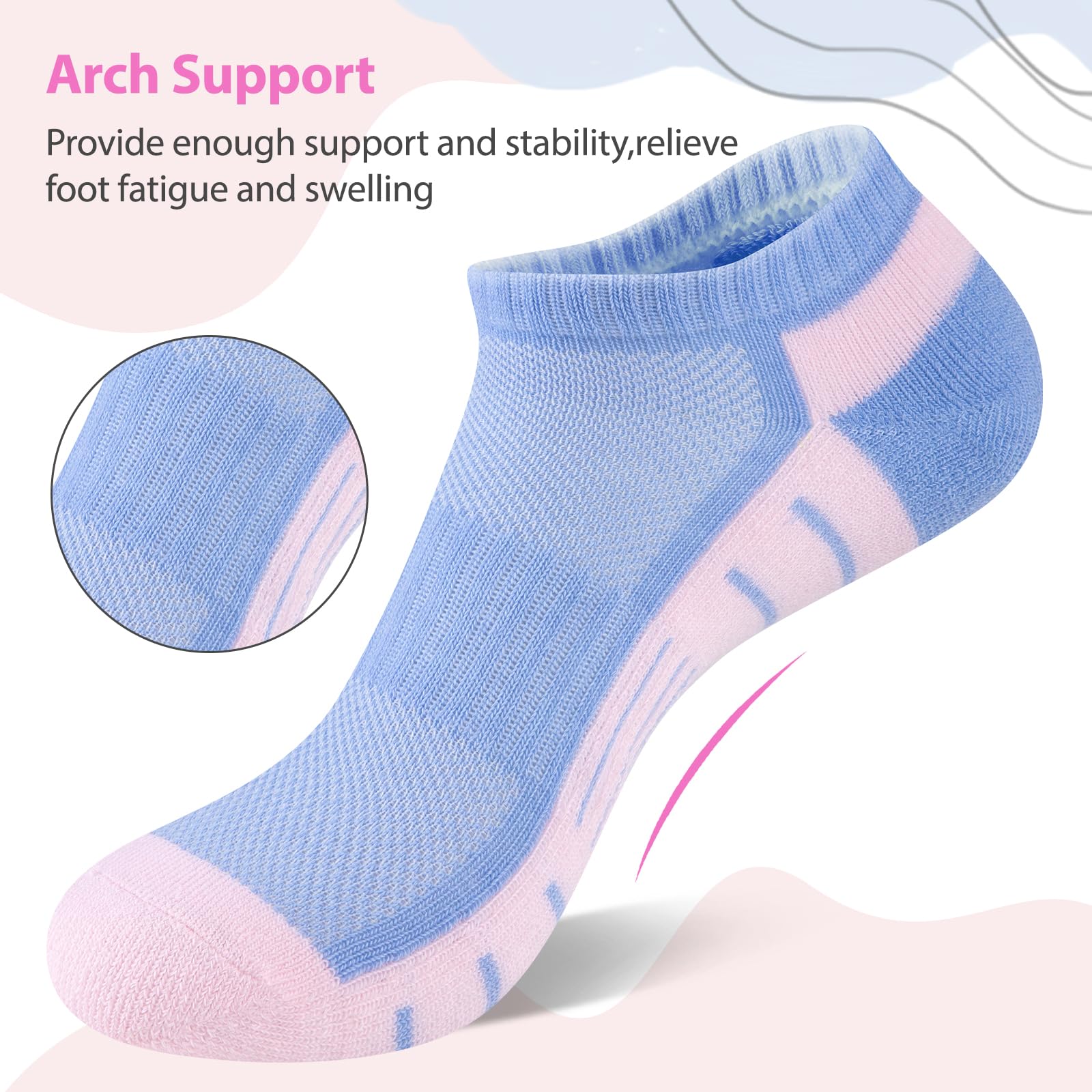 7 Pairs Ankle Socks Womens Athletic Cushioned Running Low Cut Socks for Women