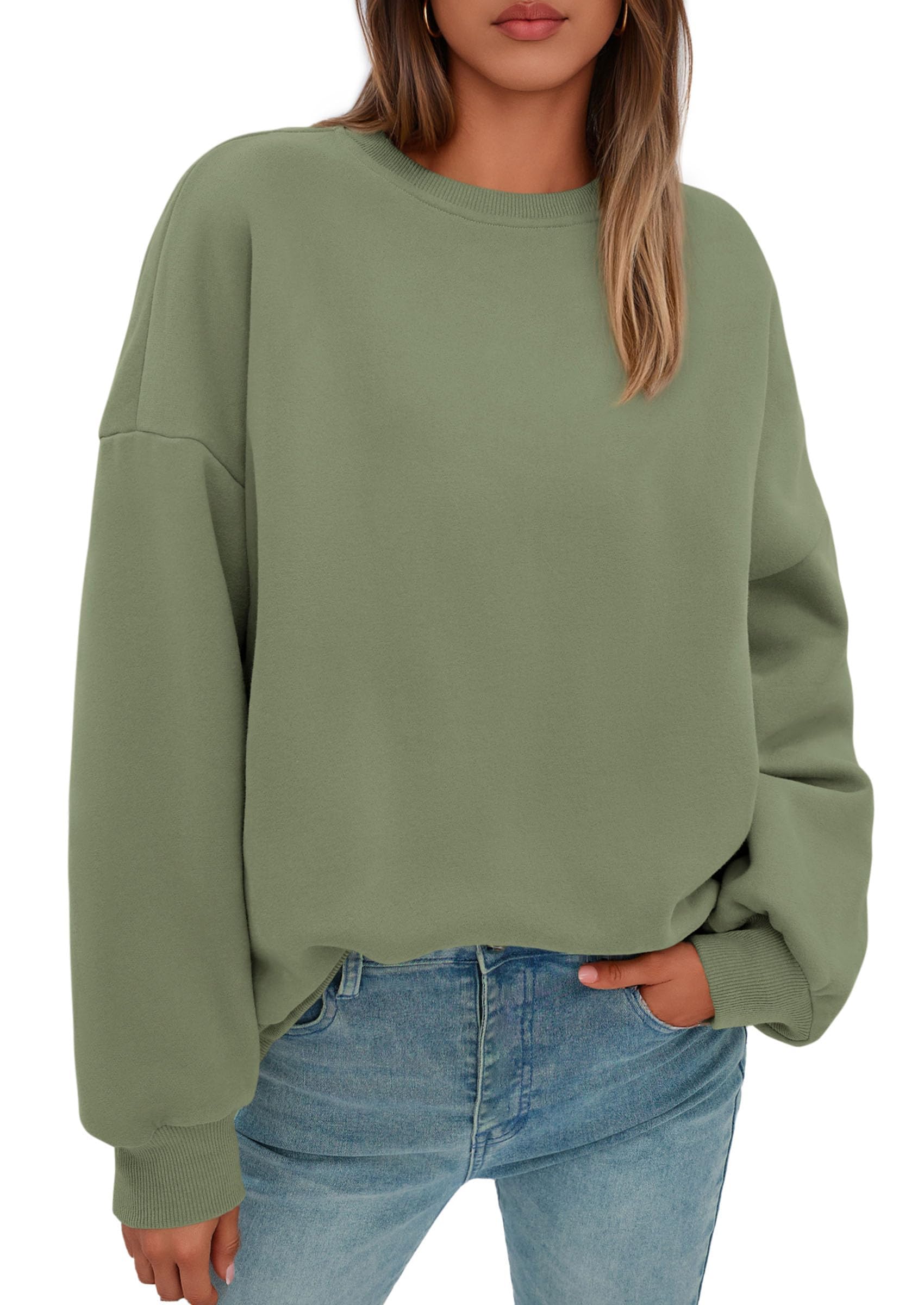 Sweatshirt for Women Oversized Crewneck Long Sleeve Pullover Fleece Top 2026 Fall Winter Fashion Outfits Clothes