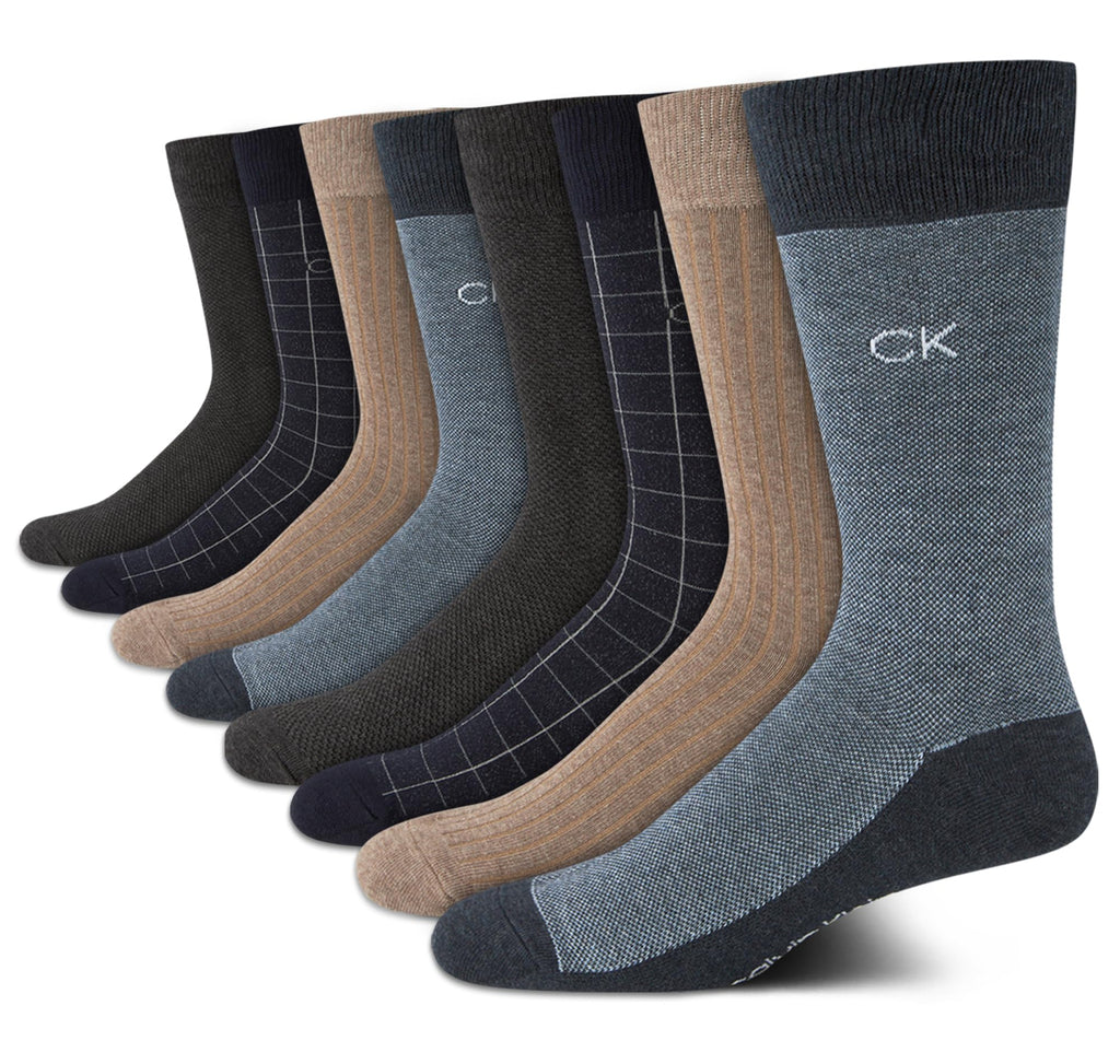 Mens Dress Socks - 8 Pack Breathable Cotton Blend Work Crew Socks for Men for Casual Business & Formal Wear