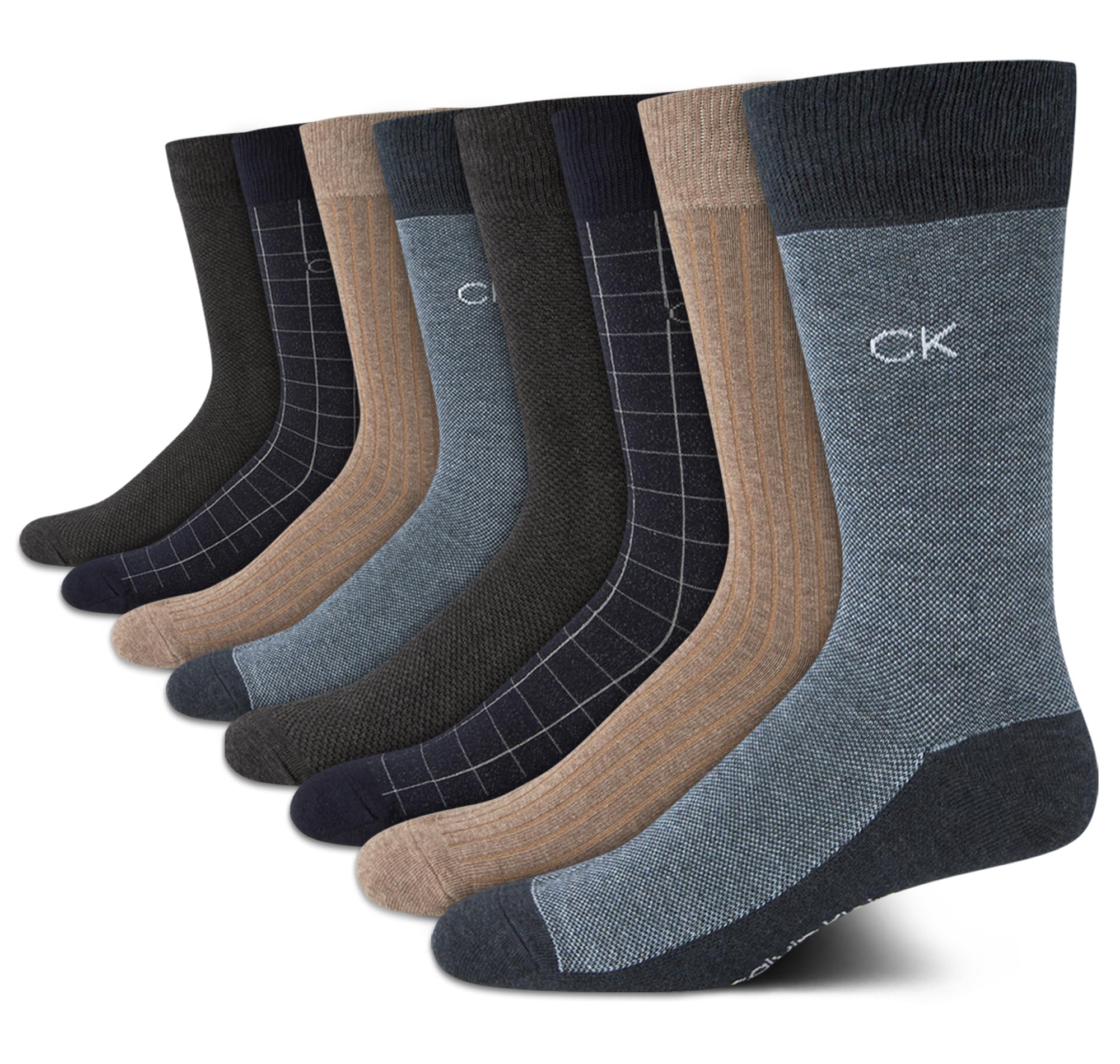 Mens Dress Socks - 8 Pack Breathable Cotton Blend Work Crew Socks for Men for Casual Business & Formal Wear