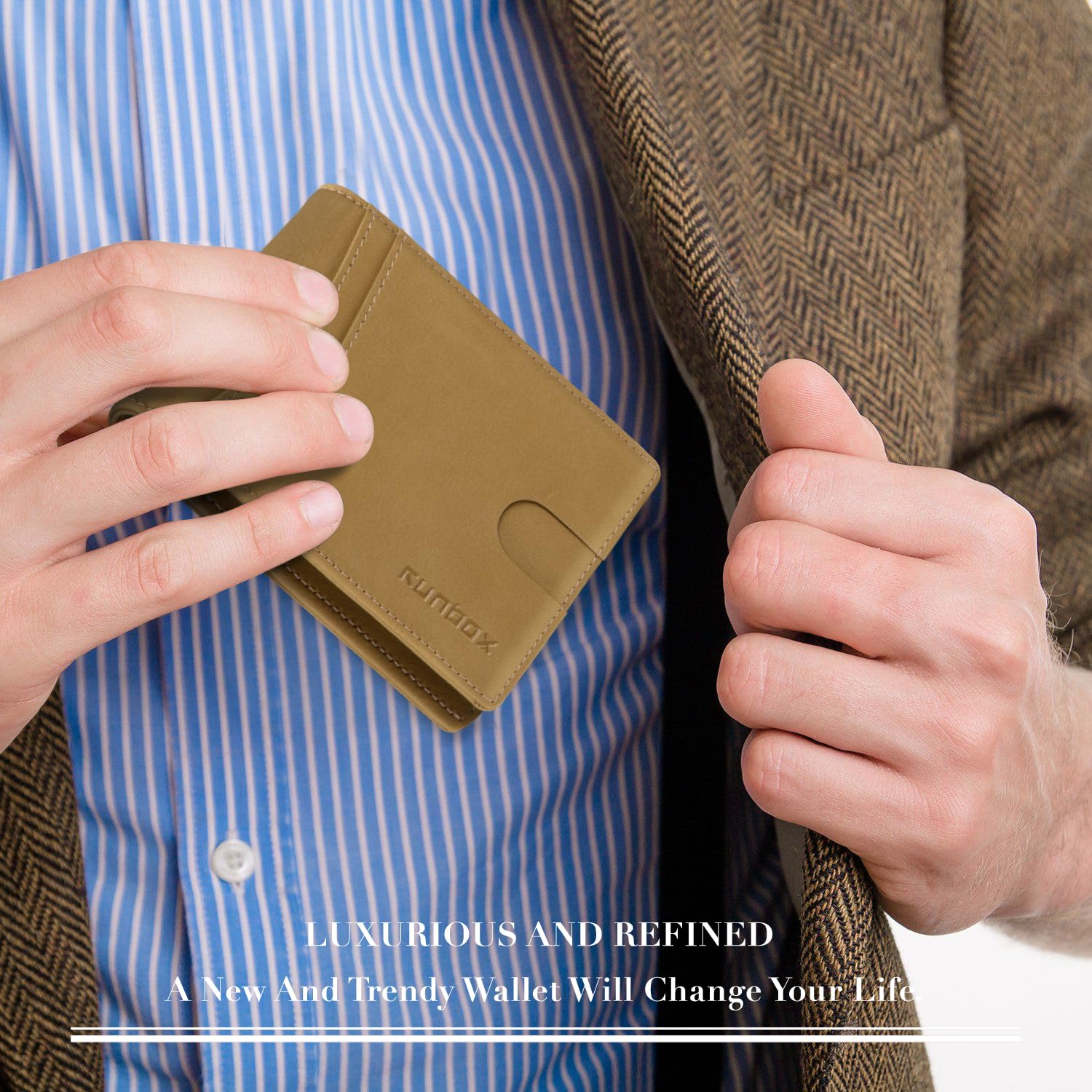 Wallet for Men -Slim Rfid Leather Mens Bifold Novelty Wallets 2 ID Window With Gift Box Men's Accessories | Slim