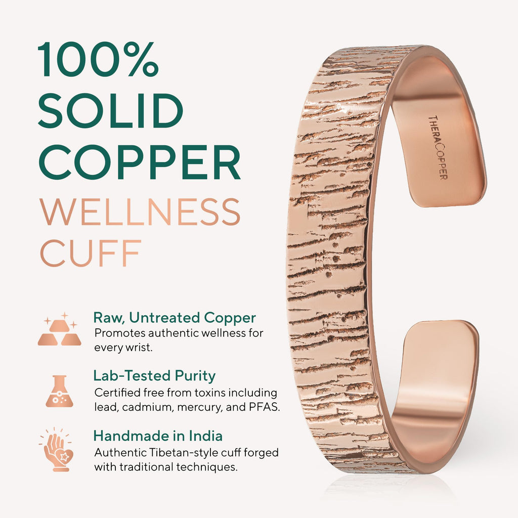Copper Bracelet for Men & Women — 100% Pure Copper Bracelets — Raw, Solid & Uncoated Authentic Handmade Tibetan Bracelet Cuff Bangles