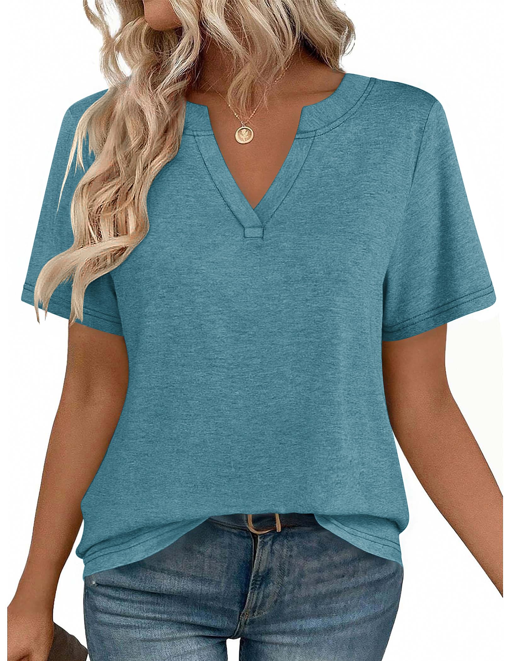 Zeagoo Womens Tops Short Sleeve V Neck Tee Shirts Cute Dressy Casual Clothing Business Work Blouse