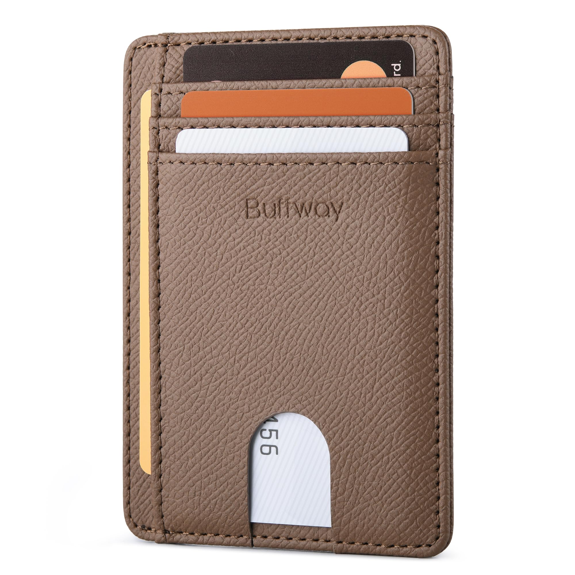 Slim Minimalist Front Pocket RFID Blocking Leather Wallets for Men and Women - Carbon Fiber Black