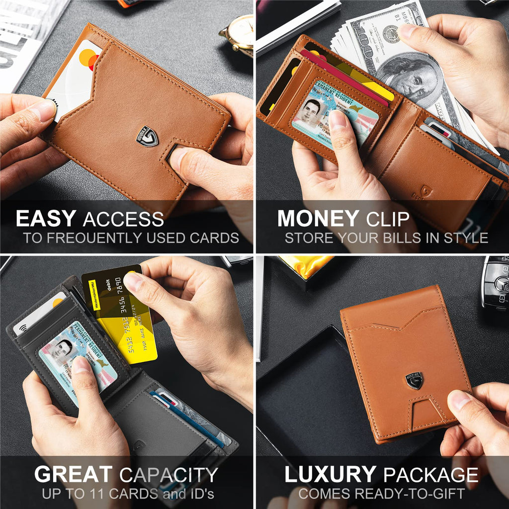 Slim Wallet for Men Rfid Blocking Leather Bifold Front Pocket Carbon Fiber Men's Money Clips Credit Card Holder With Gift Box