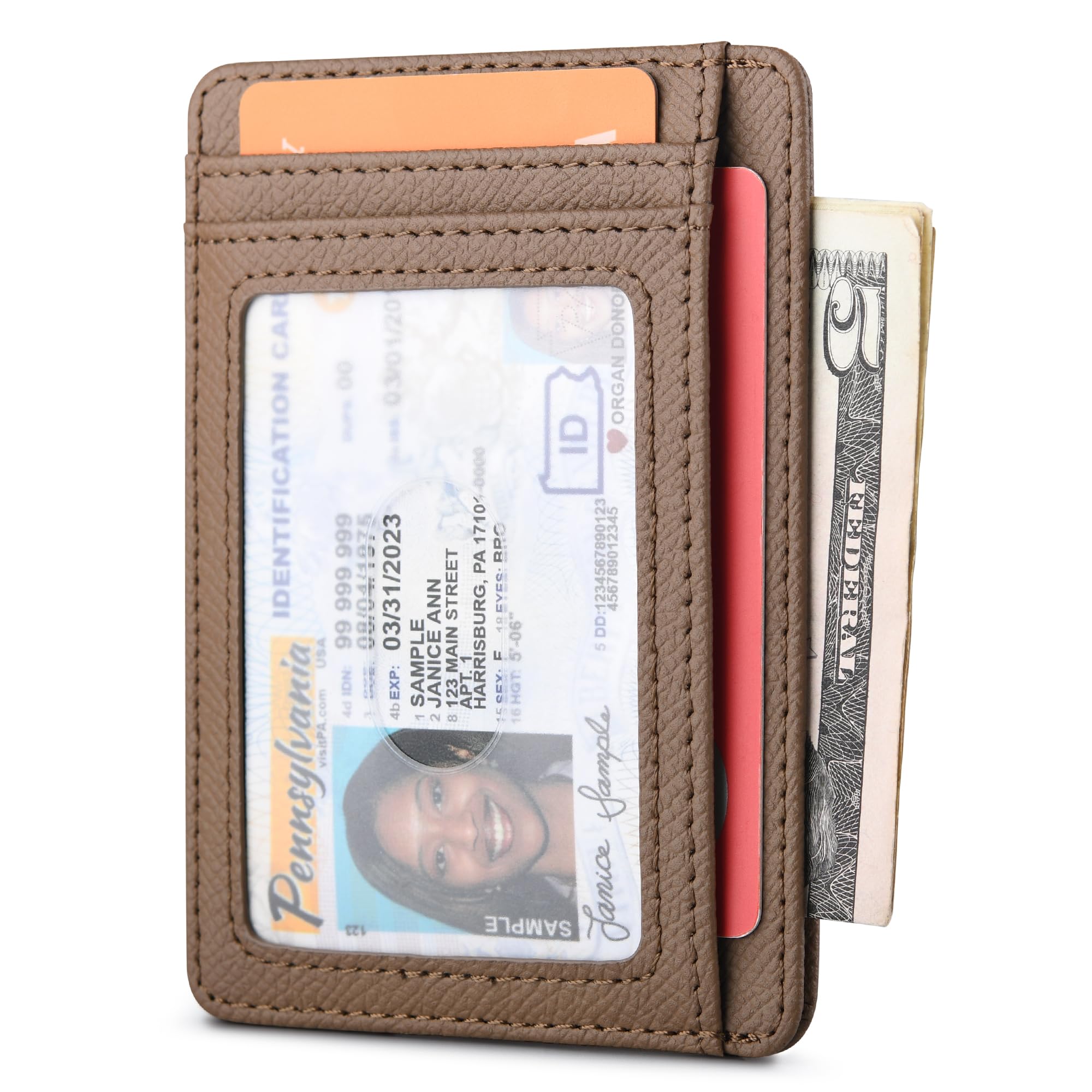 Slim Minimalist Front Pocket RFID Blocking Leather Wallets for Men and Women - Carbon Fiber Black