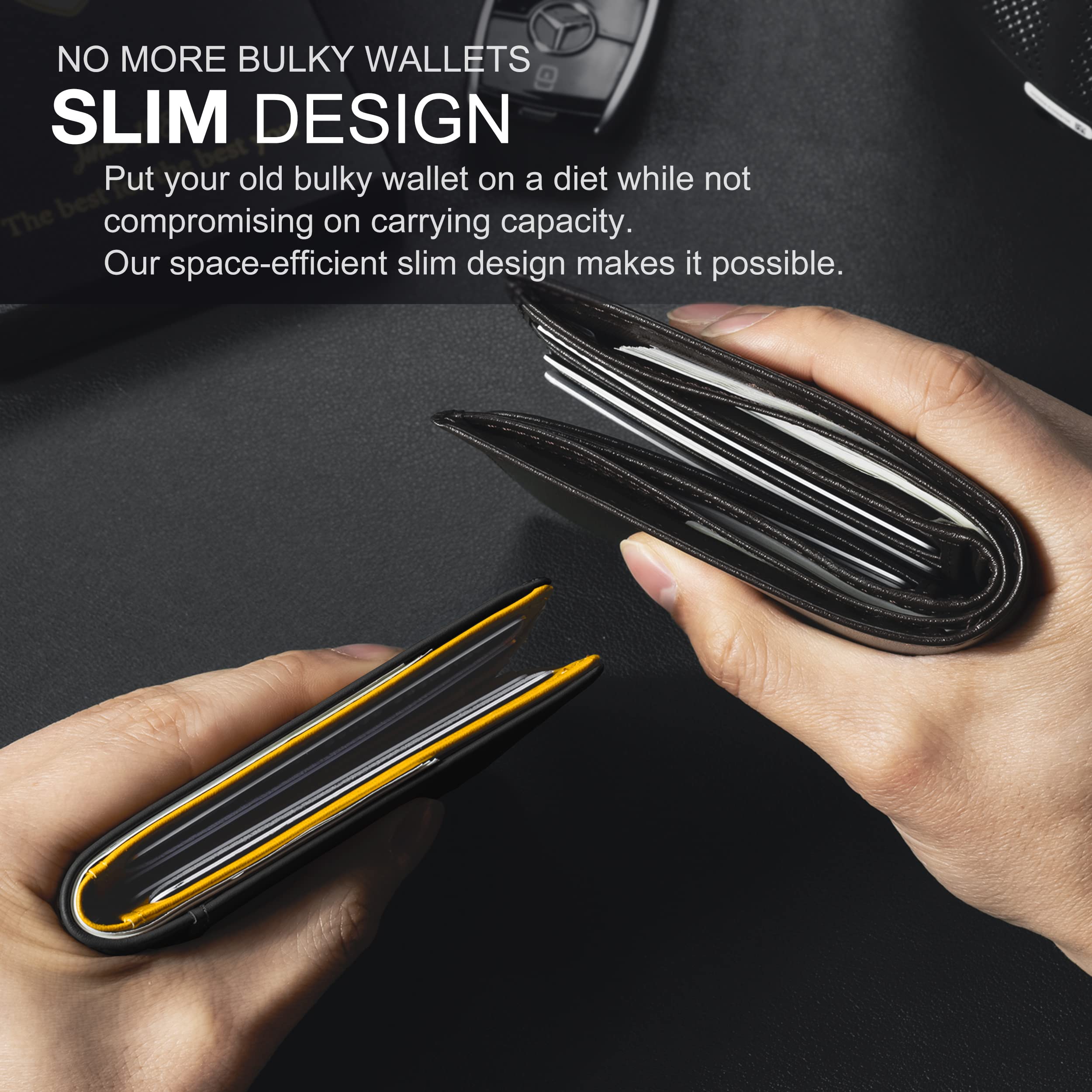 Slim Wallet for Men Rfid Blocking Leather Bifold Front Pocket Carbon Fiber Men's Money Clips Credit Card Holder With Gift Box