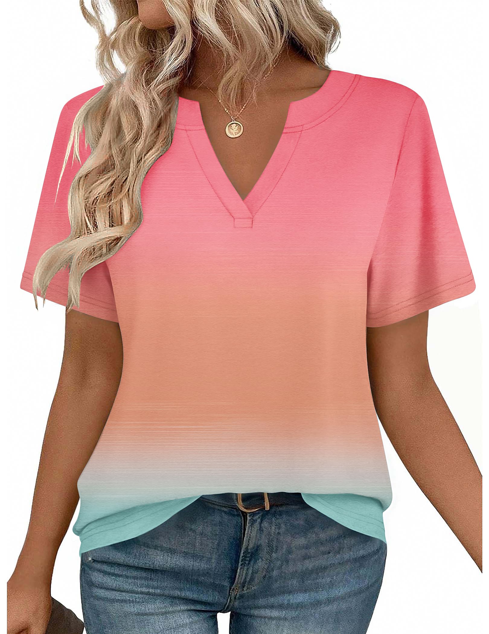 Zeagoo Womens Tops Short Sleeve V Neck Tee Shirts Cute Dressy Casual Clothing Business Work Blouse