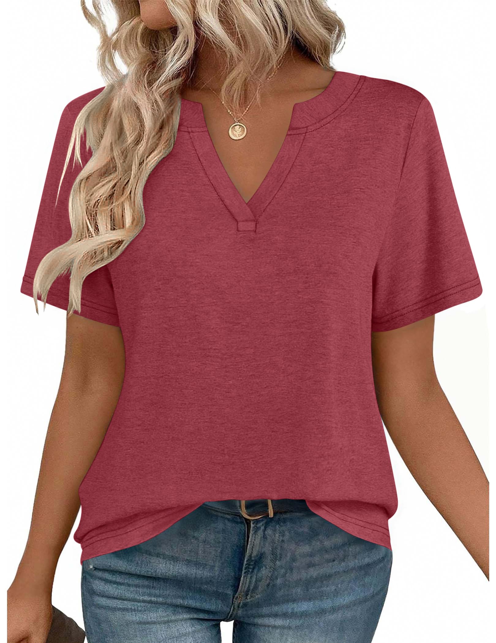 Zeagoo Womens Tops Short Sleeve V Neck Tee Shirts Cute Dressy Casual Clothing Business Work Blouse