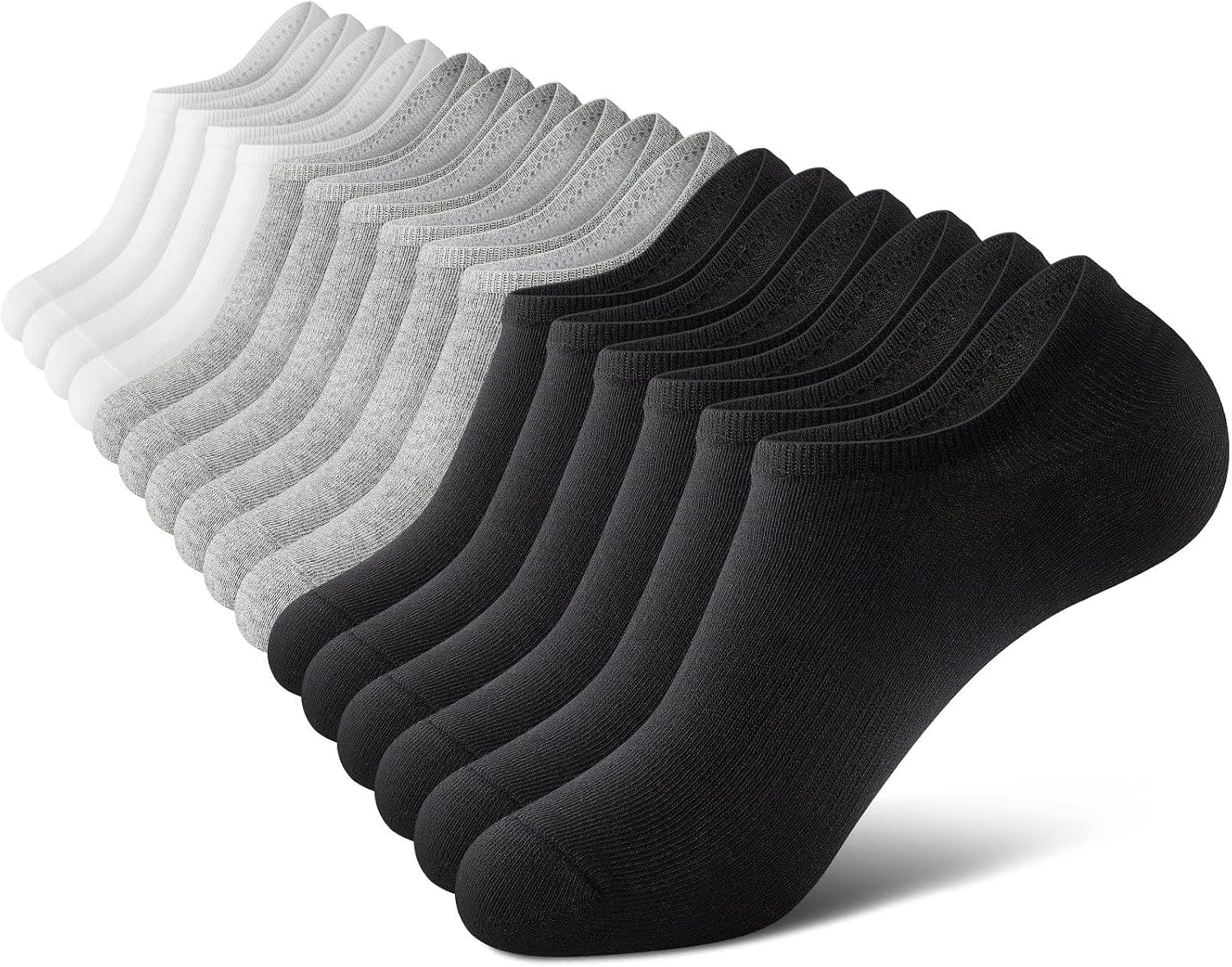 No Show Socks Men, Low Cut Ankle Short Casual Cotton Socks with Non Slip Grips 6-10/11-13