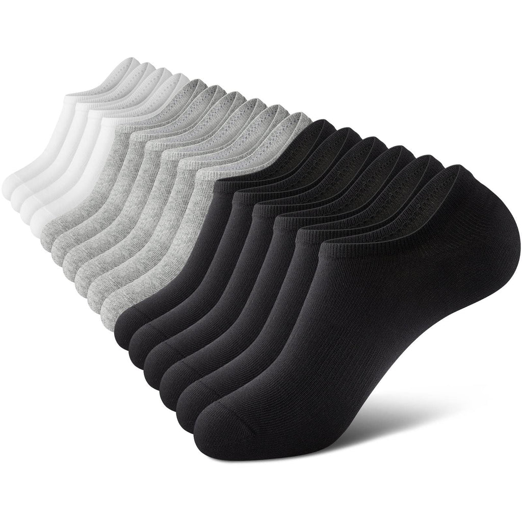 No Show Socks Men, Low Cut Ankle Short Casual Cotton Socks with Non Slip Grips 6-10/11-13