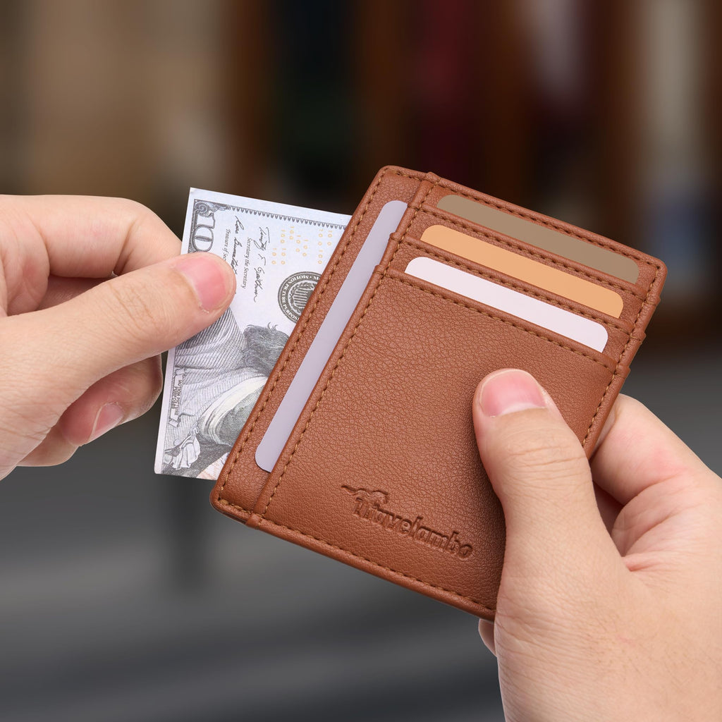 Slim Wallet Front Pocket Minimalist Leather RFID Blocking Medium Size