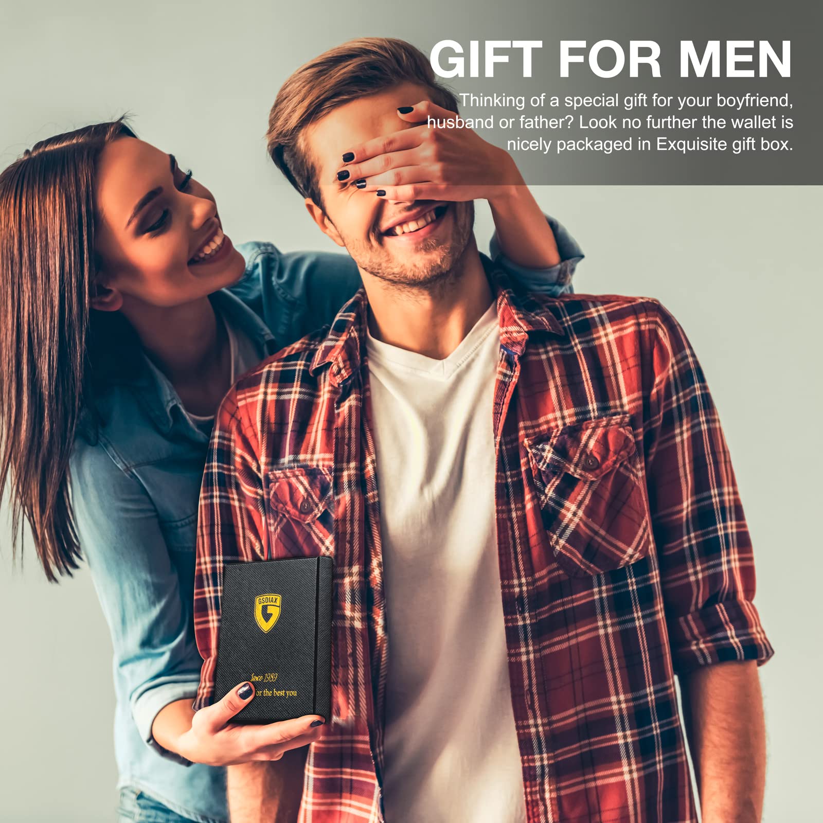 Slim Wallet for Men Rfid Blocking Leather Bifold Front Pocket Carbon Fiber Men's Money Clips Credit Card Holder With Gift Box