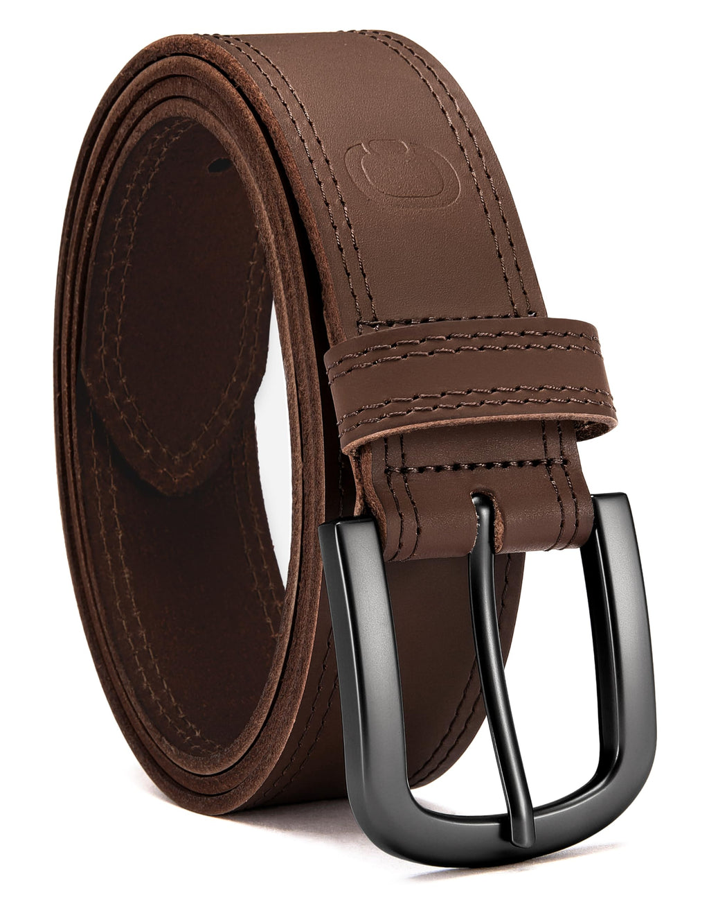 Mens Belts Casual for Jeans - Full-Grain Leather, Durable Cowhide | Solid Buckle, Classic Style, Handmade, Daily Wear, Gift Box