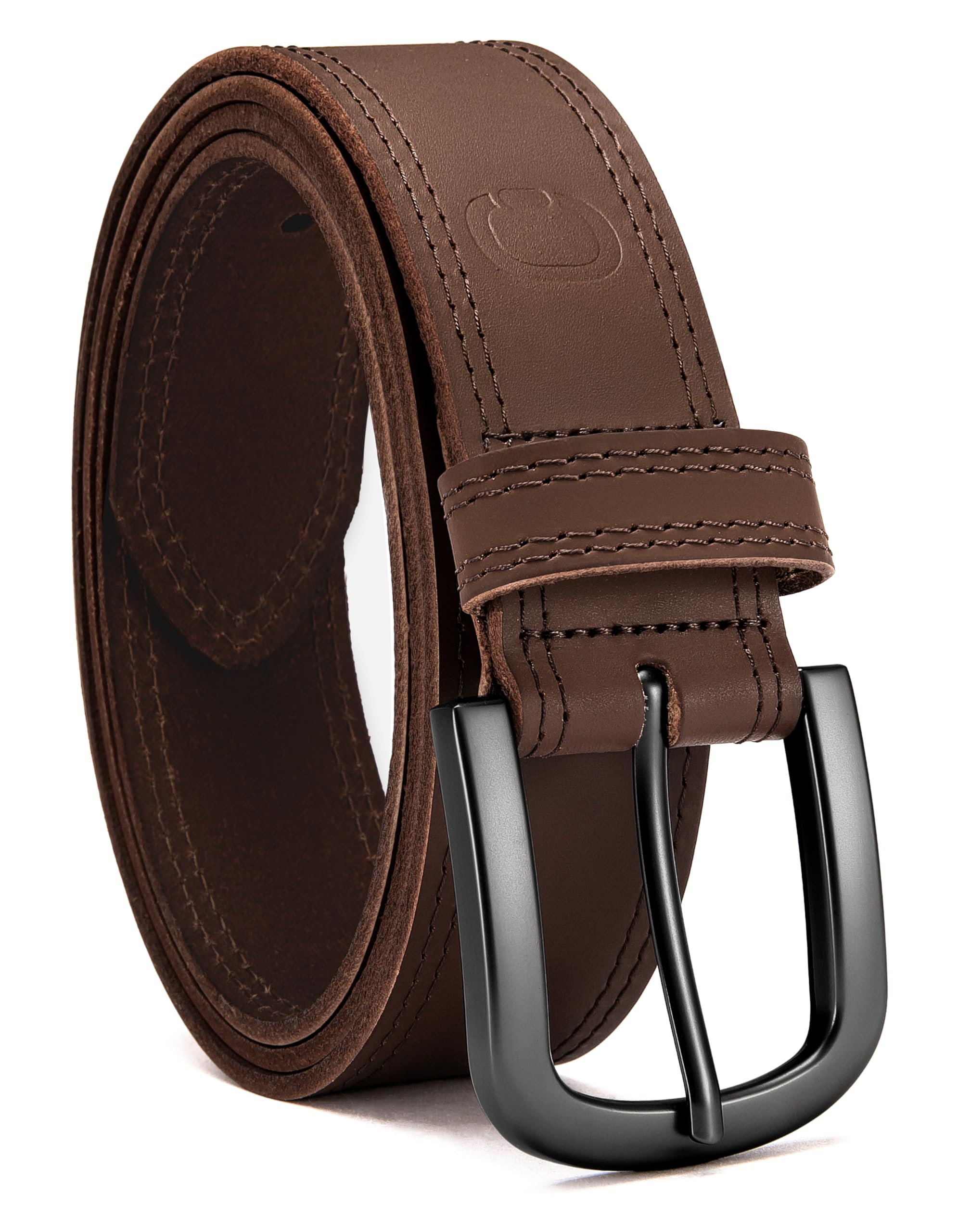 Mens Belts Casual for Jeans - Full-Grain Leather, Durable Cowhide | Solid Buckle, Classic Style, Handmade, Daily Wear, Gift Box