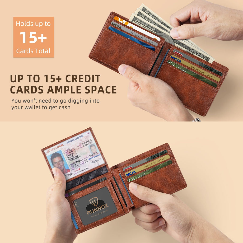 Wallet for Men -Slim Rfid Leather Mens Bifold Novelty Wallets 2 ID Window With Gift Box Men's Accessories | Slim