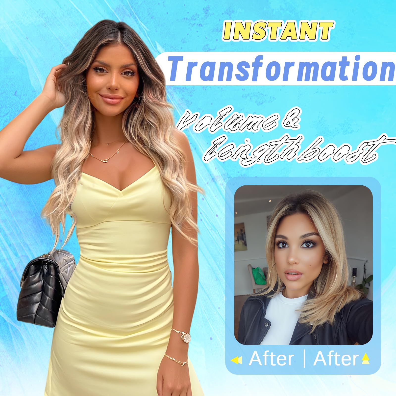Long Brown Mixed Blonde Wavy Wig 4x1 Lace Natural Hairline Middle Part Curly Heat-Resistant Synthetic Fiber for Women & Beginners Daily Party Use 26In