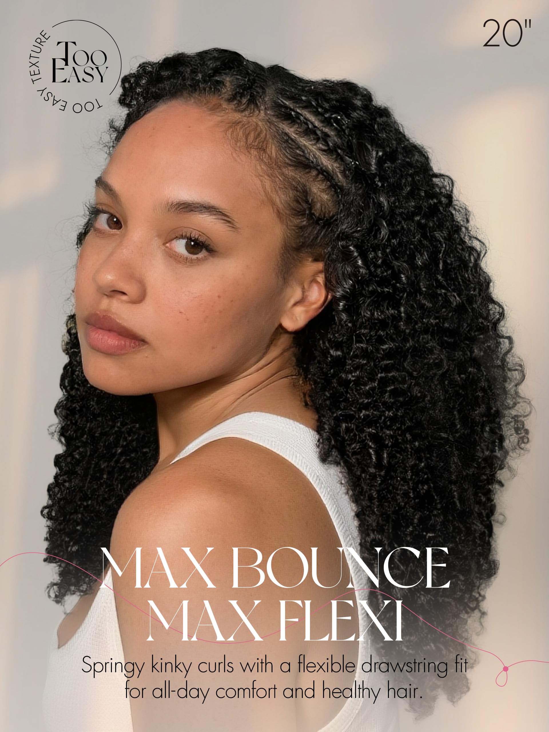 Half Wig Kinky Curly Flexi-Fit Invisi 3 in 1 Wigs Flip Drawstring Wig 200% Density Glueless Wigs 100% Human Hair Natural Black Ready to Go Headband Wig for Women 18 Inches