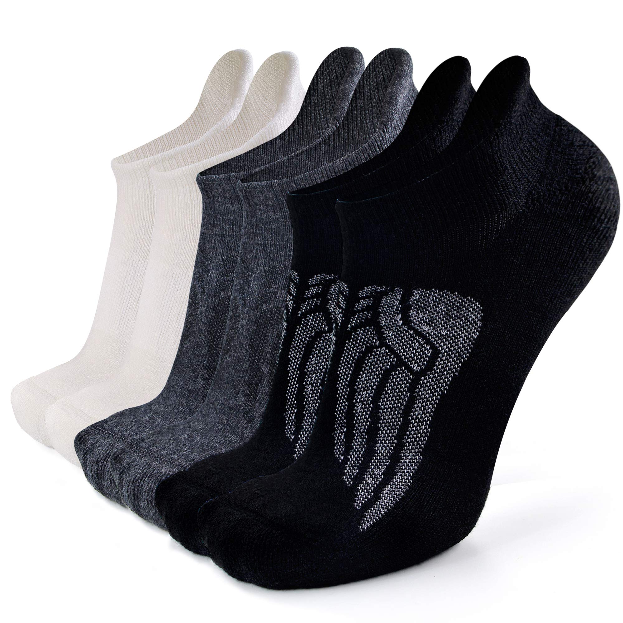 Merino Wool Compression Support Ankle Running Hiking Socks for Men Women, Soft Thick Cushion Tab Socks 3/6 Pairs