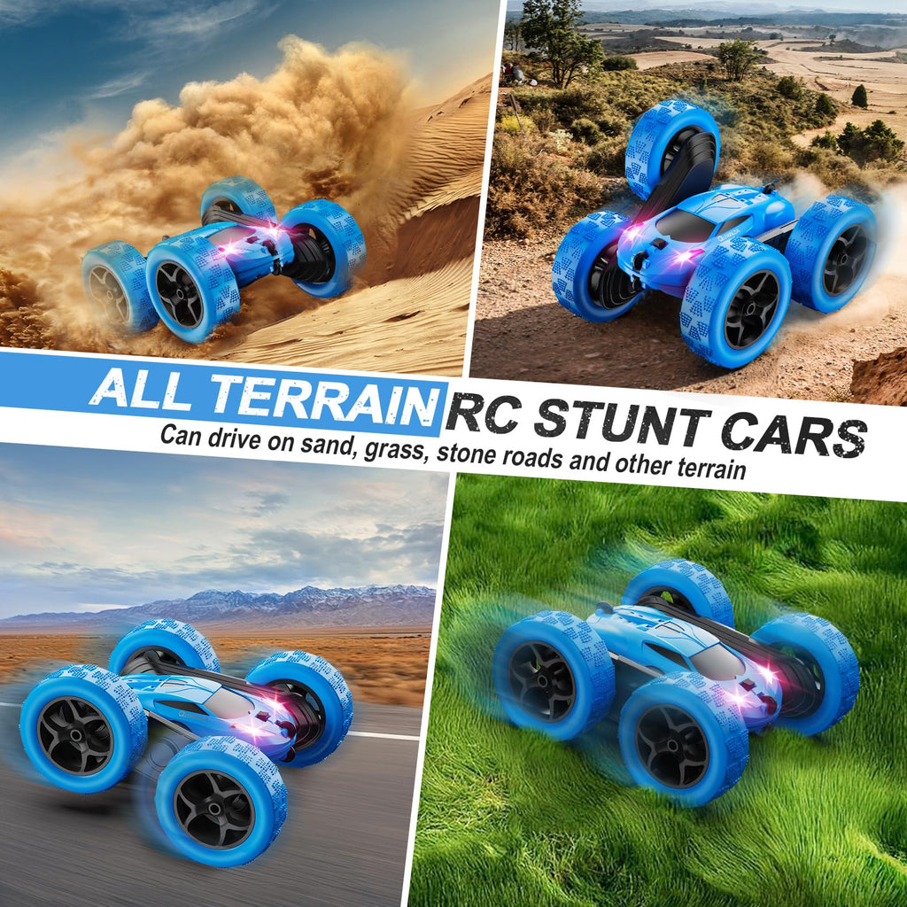 QUNREDA RC Cars, Pink Remote Control Car for Girls, 2.4 GHZ Double Sided RC Stunt Car 360° Rotating Remote Control Crawler with Headlights Car Toys for 6 7 8 9 10 11 12 Girls Birthday Gift Grandkids