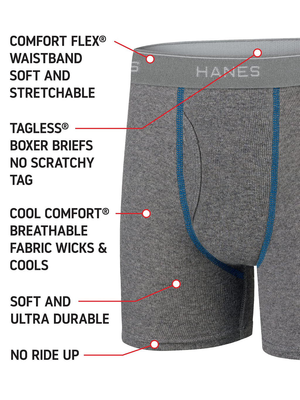 Hanes Boys' Underwear, Boxer Briefs for Boys and Toddlers, Soft Cotton, 7 and 10 Packs