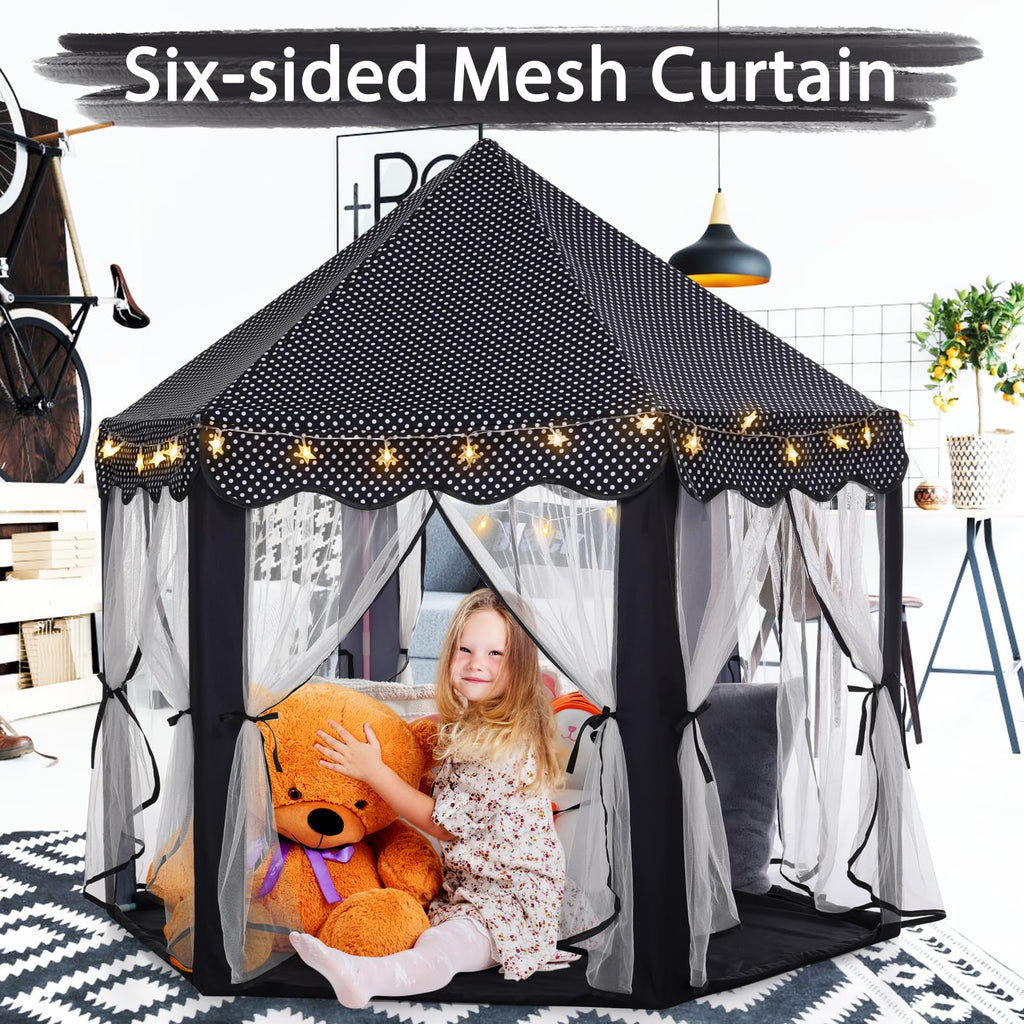Monobeach Princess Tent Girls Large Playhouse Kids Castle Play Tent with Star Lights Toy for Children Indoor and Outdoor Games, 55'' x 53'' (DxH)