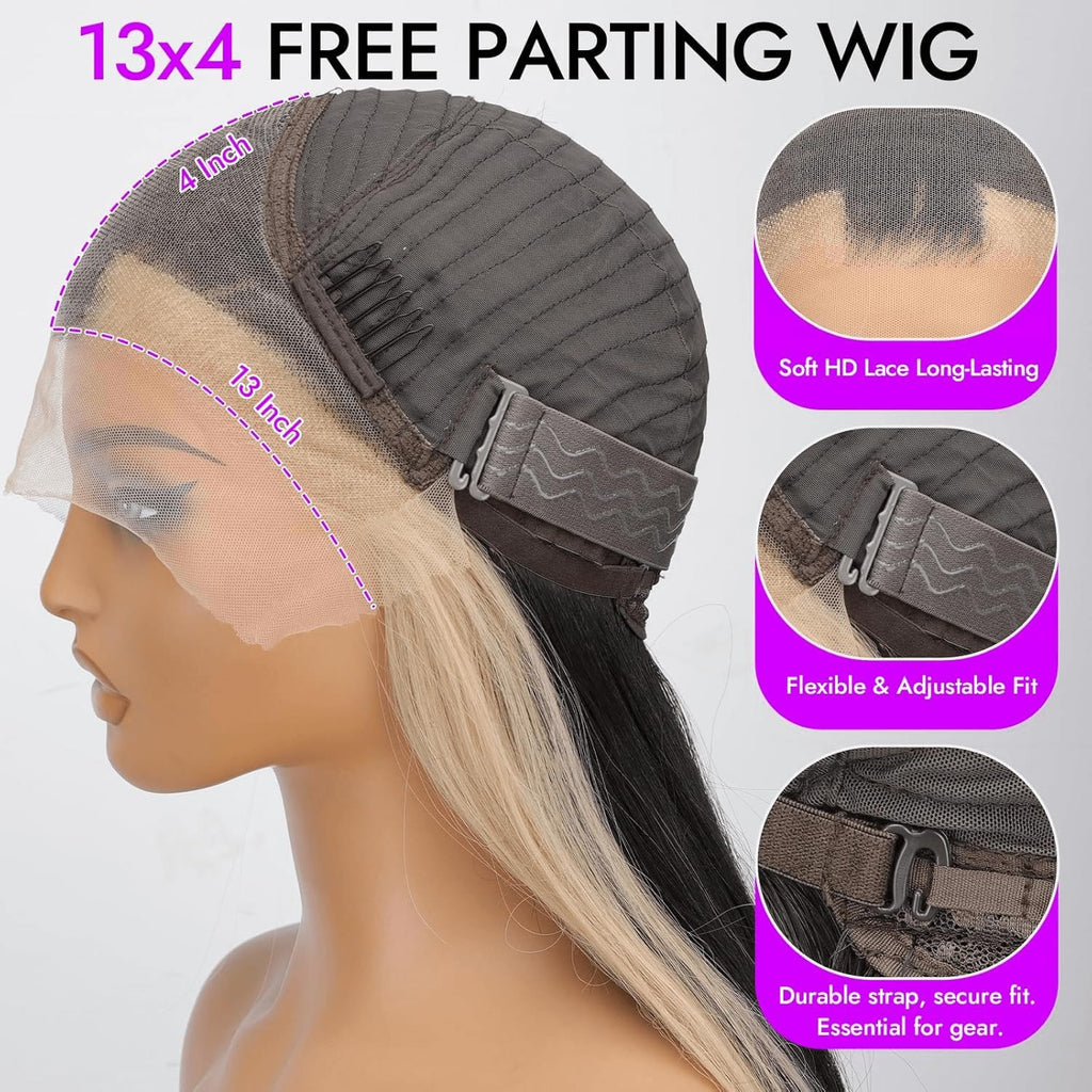 13x4 HD Lace Front Glueless Wigs for Women Black Long Layered Wave Wig Natural Hairline Heat Resistant Synthetic for Daily Use Beginner Friendly 26 Inch