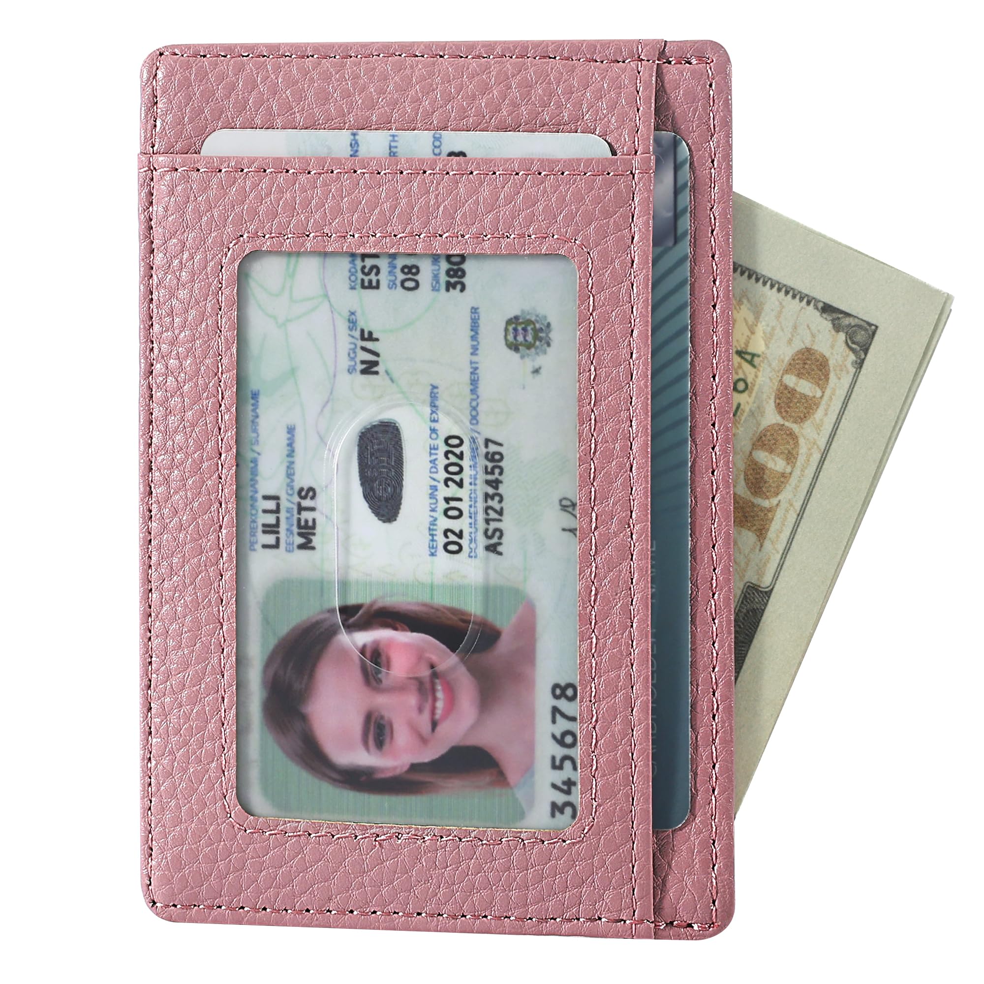 Slim Wallet Front Pocket Minimalist Leather RFID Blocking Medium Size