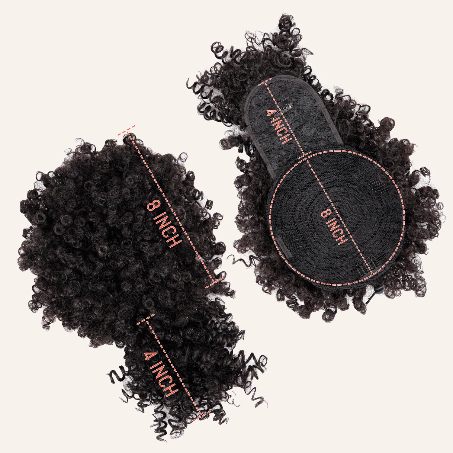 Drawstring Ponytail for Black Women, Afro Puff Kinky Curly Hair Ponytail Extension with Bangs Black Updo Natural Hair Ponytail (1B Natural Black)