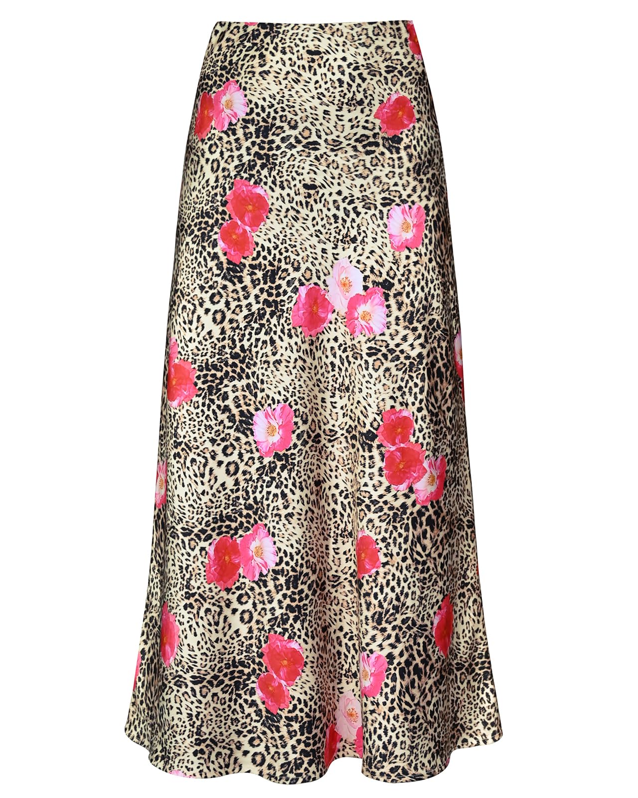 Women's Satin High Waisted Maxi Skirts Hidden Elasticized Waistband A Line Long Skirt