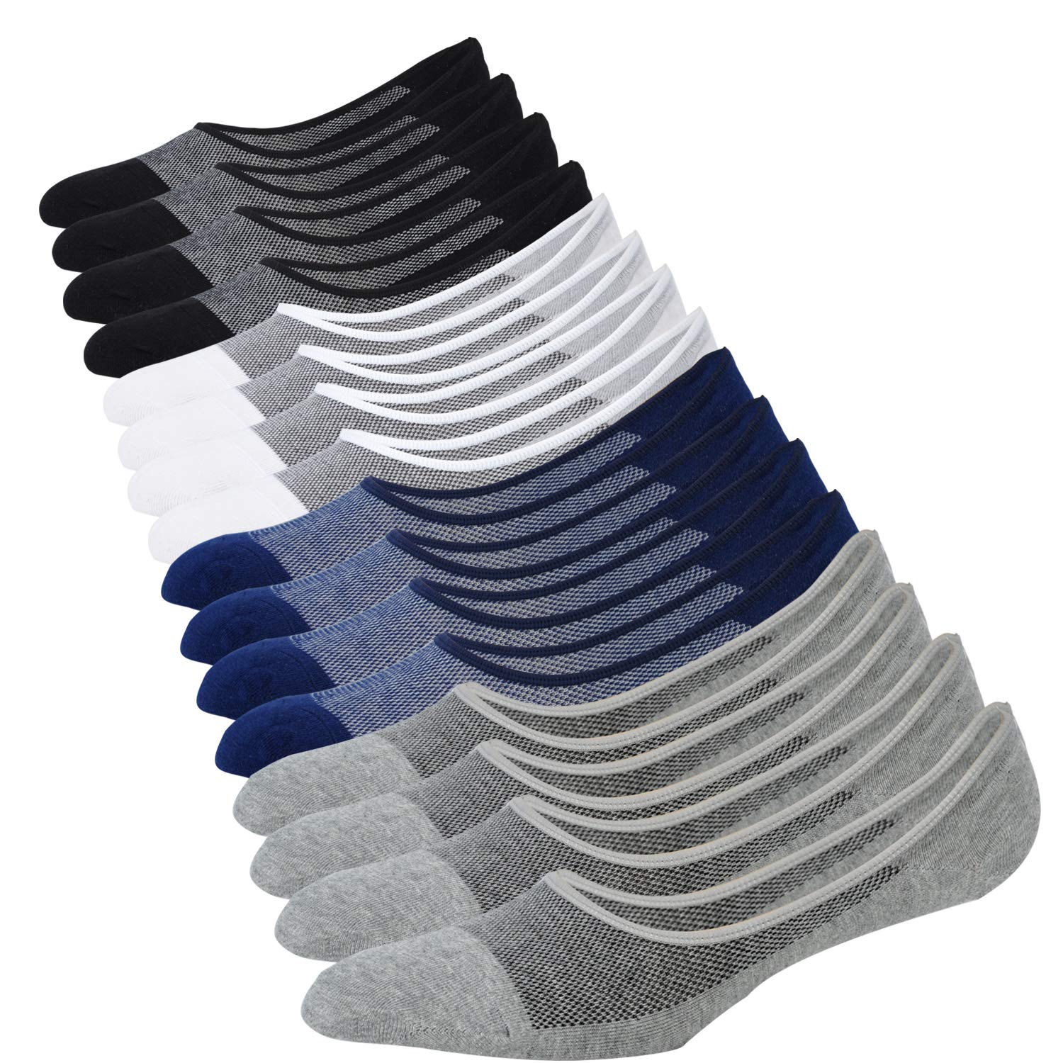 Genuine Mens No Show Socks, Loafer Sneakers Low Cut Cotton Socks With Non Slip Grips
