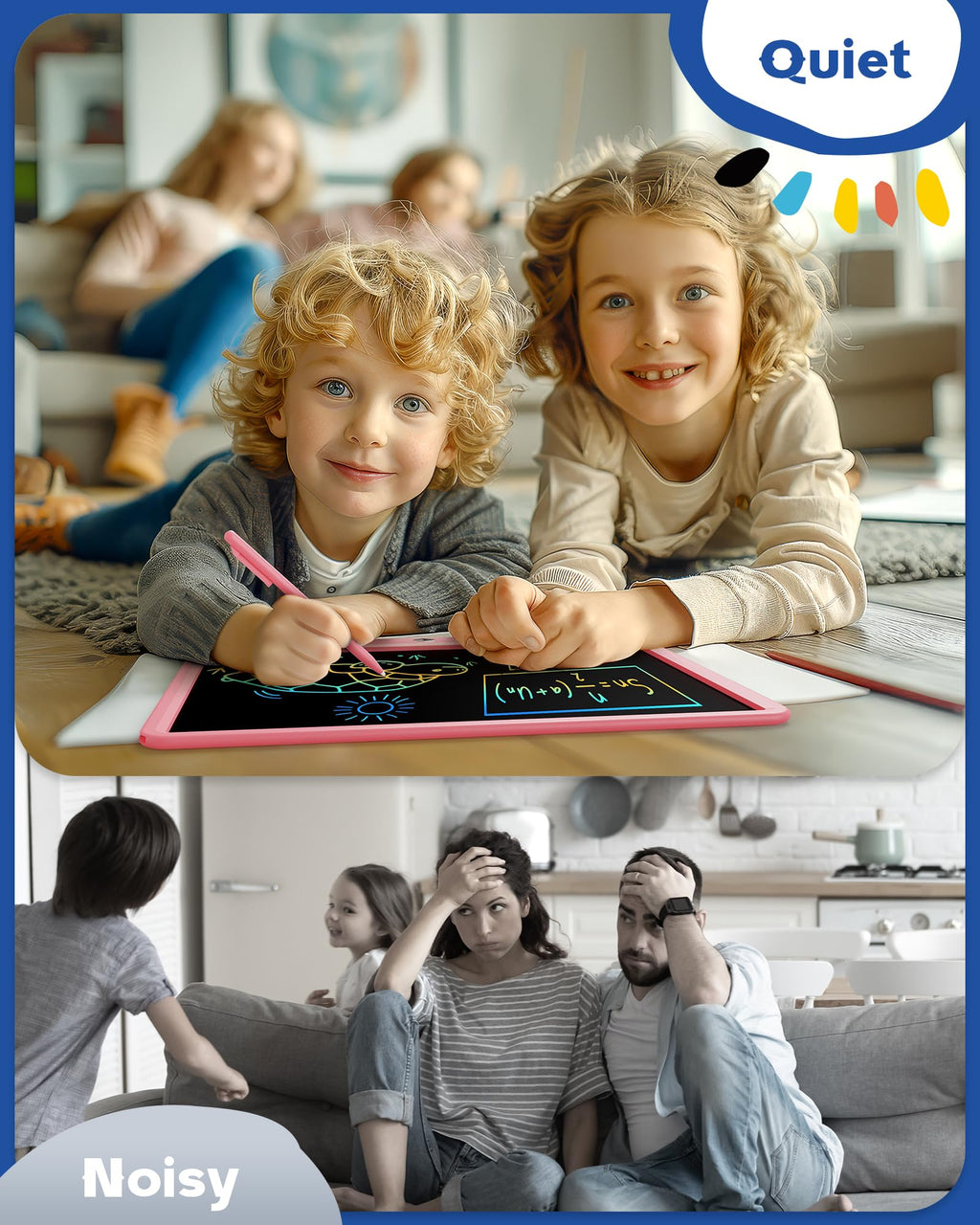 Bravokids 10 Inch LCD Writing Tablet for 3-8 Year Olds - Electronic Drawing Pad and Doodle Board as Educational Birthday Gifts for Girls and Boys (Pink)